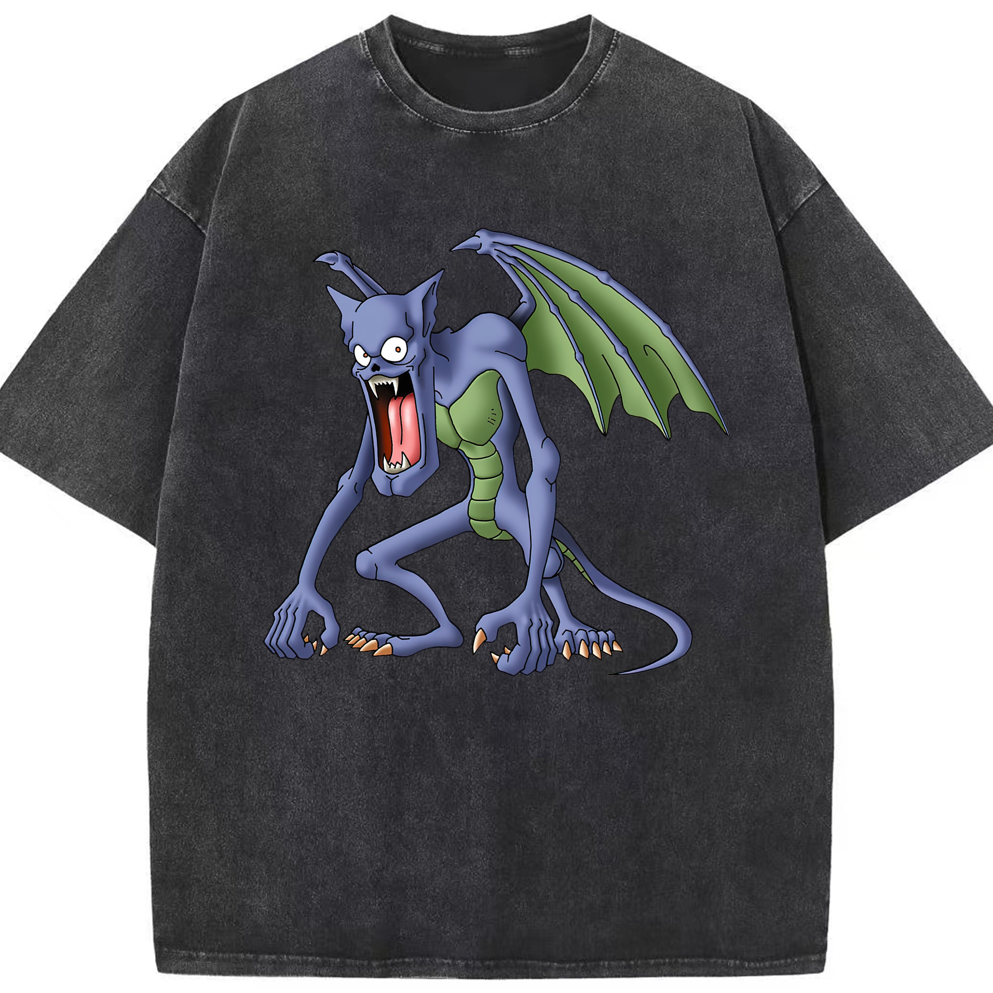 （画像用） ドラゴンクエスト Doragon Kuesuto Dragon Quest 綿100% ヴィンテージ風 半袖Tシャツ（フロントプリント）