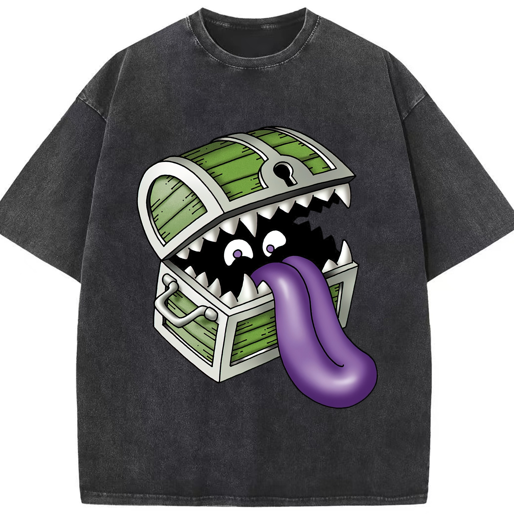 （画像用） ドラゴンクエスト Doragon Kuesuto Dragon Quest 綿100% ヴィンテージ風 半袖Tシャツ（フロントプリント）