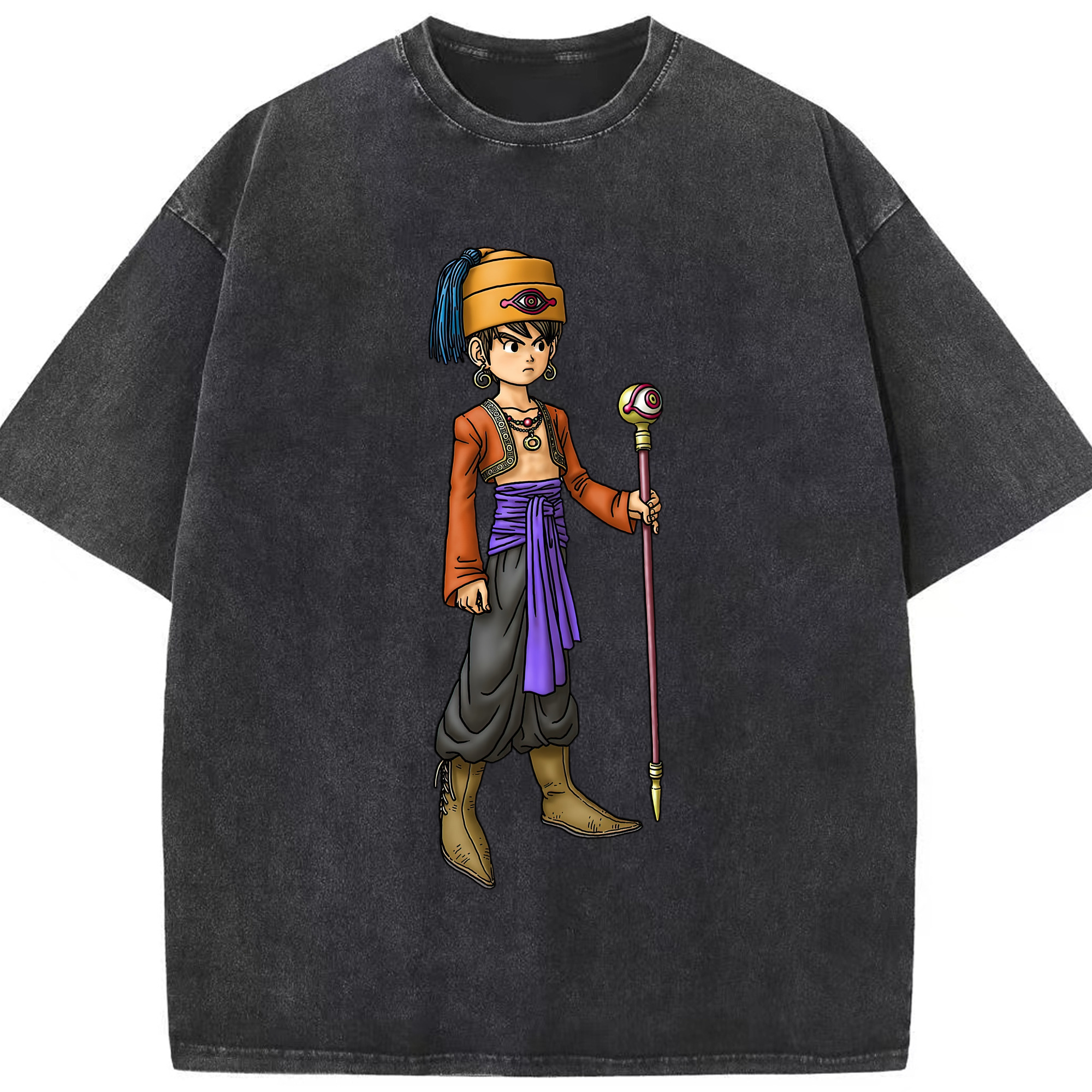 （画像用） ドラゴンクエスト Doragon Kuesuto Dragon Quest 綿100% ヴィンテージ風 半袖Tシャツ（フロントプリント）