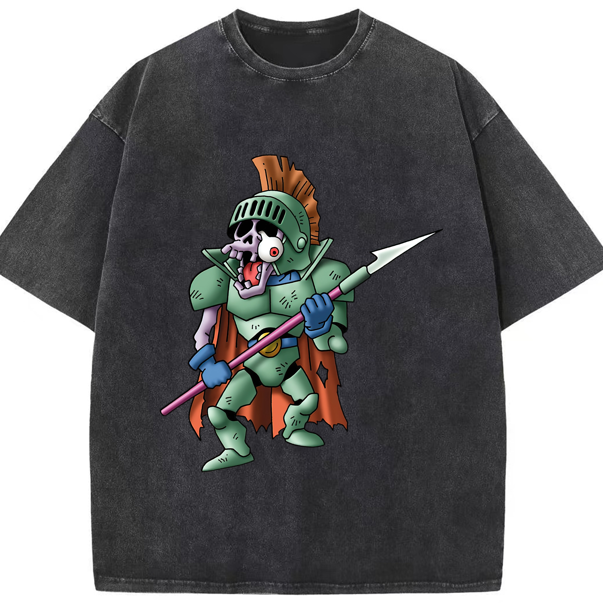 （画像用） ドラゴンクエスト Doragon Kuesuto Dragon Quest 綿100% ヴィンテージ風 半袖Tシャツ（フロントプリント）