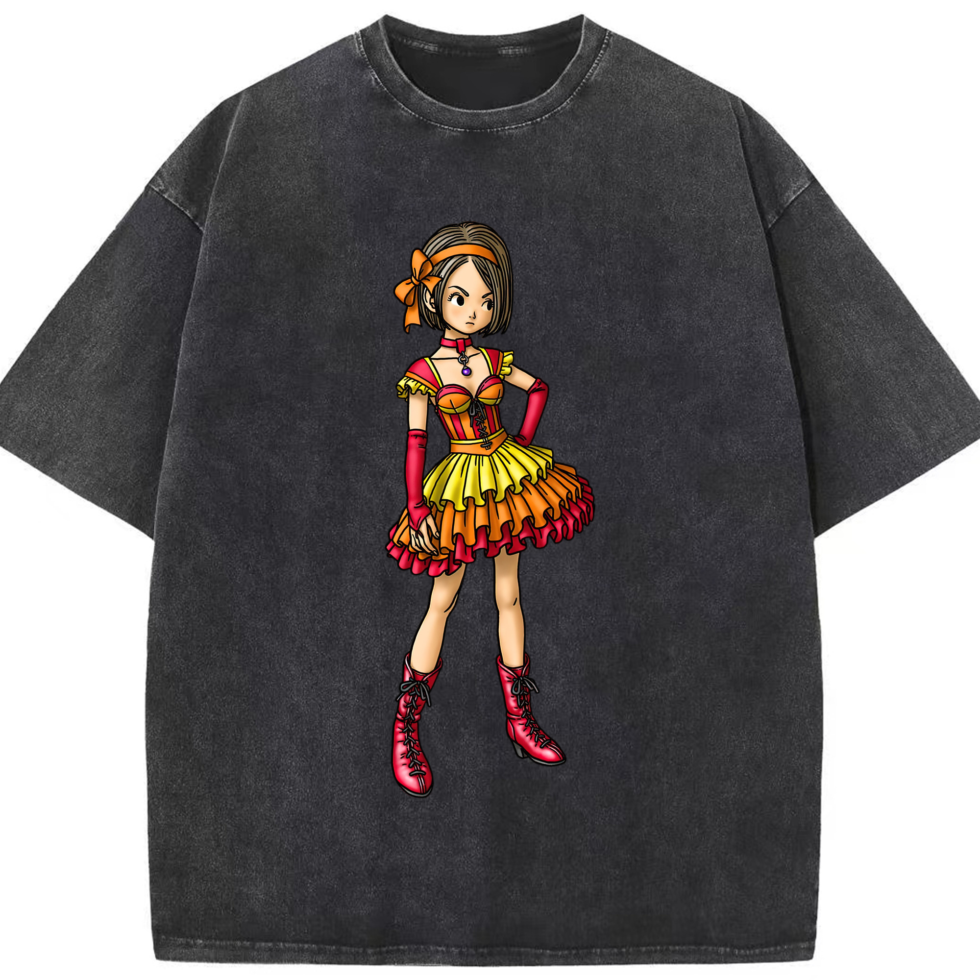 （画像用） ドラゴンクエスト Doragon Kuesuto Dragon Quest 綿100% ヴィンテージ風 半袖Tシャツ（フロントプリント）