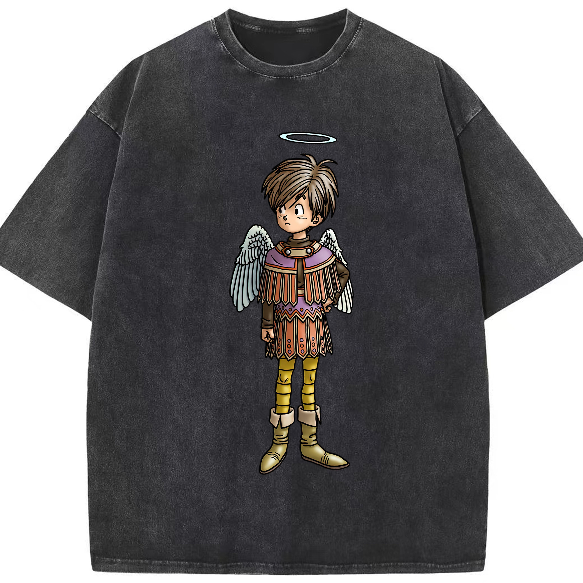 （画像用） ドラゴンクエスト Doragon Kuesuto Dragon Quest 綿100% ヴィンテージ風 半袖Tシャツ（フロントプリント）