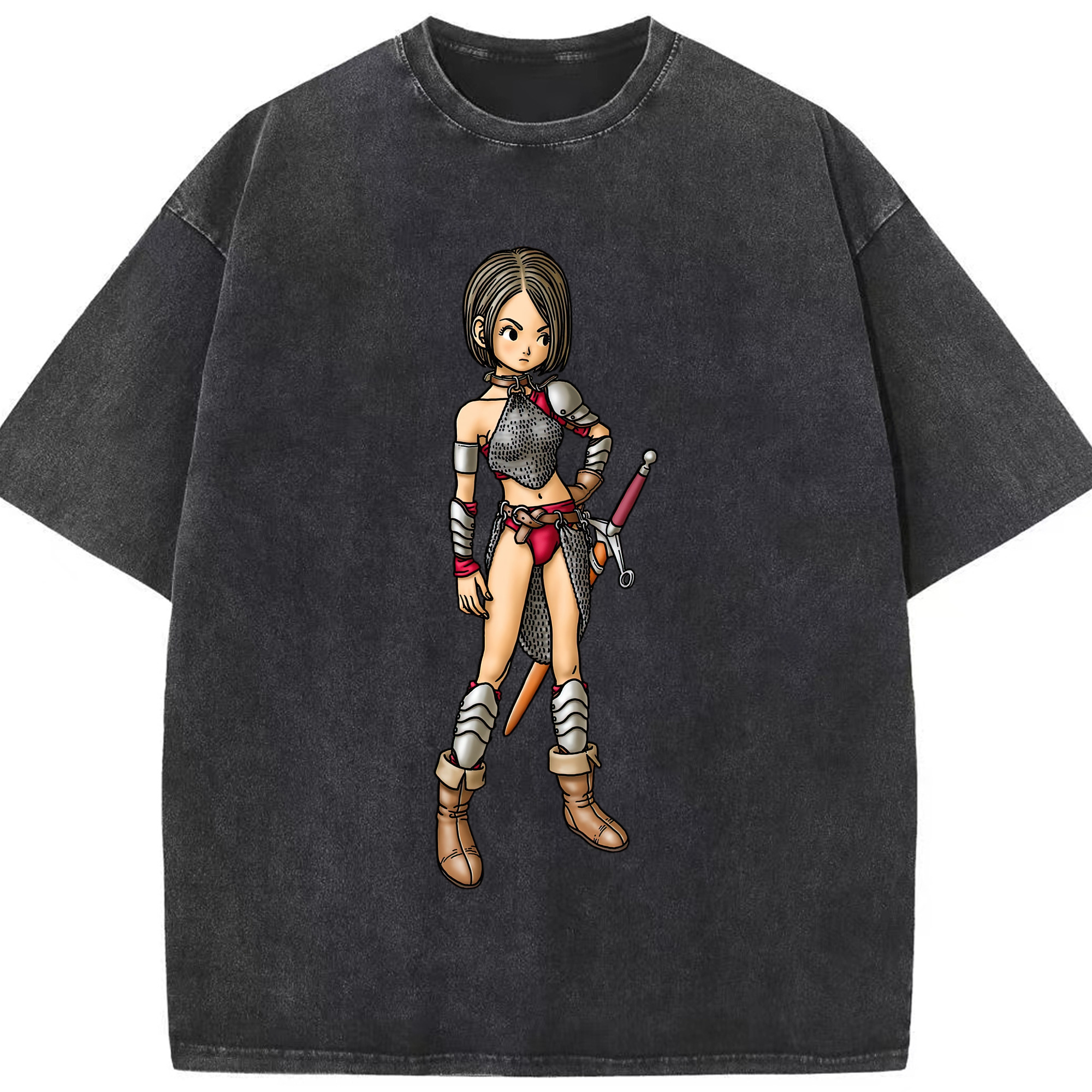 （画像用） ドラゴンクエスト Doragon Kuesuto Dragon Quest 綿100% ヴィンテージ風 半袖Tシャツ（フロントプリント）