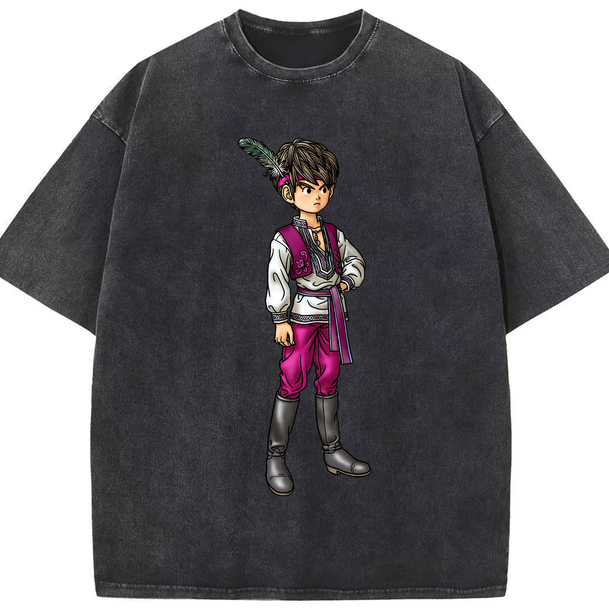 （画像用） ドラゴンクエスト Doragon Kuesuto Dragon Quest 綿100% ヴィンテージ風 半袖Tシャツ（フロントプリント）