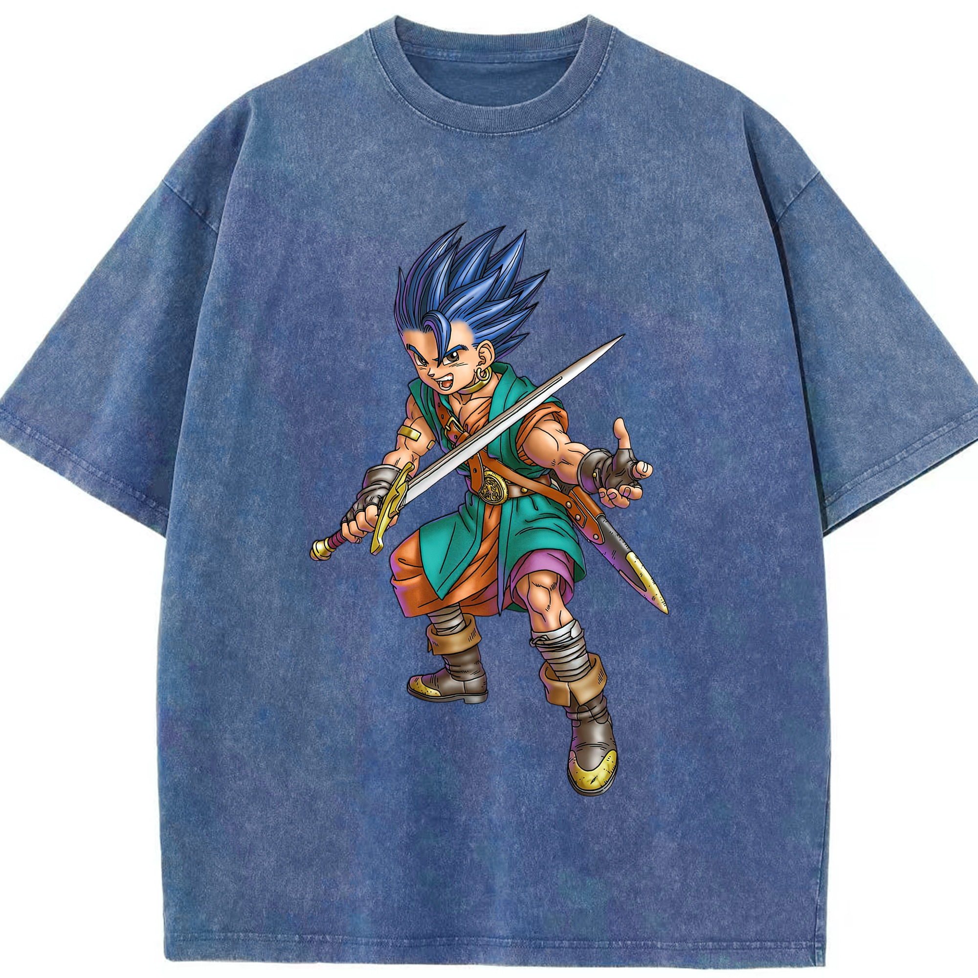 （画像用） ドラゴンクエスト Doragon Kuesuto Dragon Quest 綿100% ヴィンテージ風 半袖Tシャツ（フロントプリント）