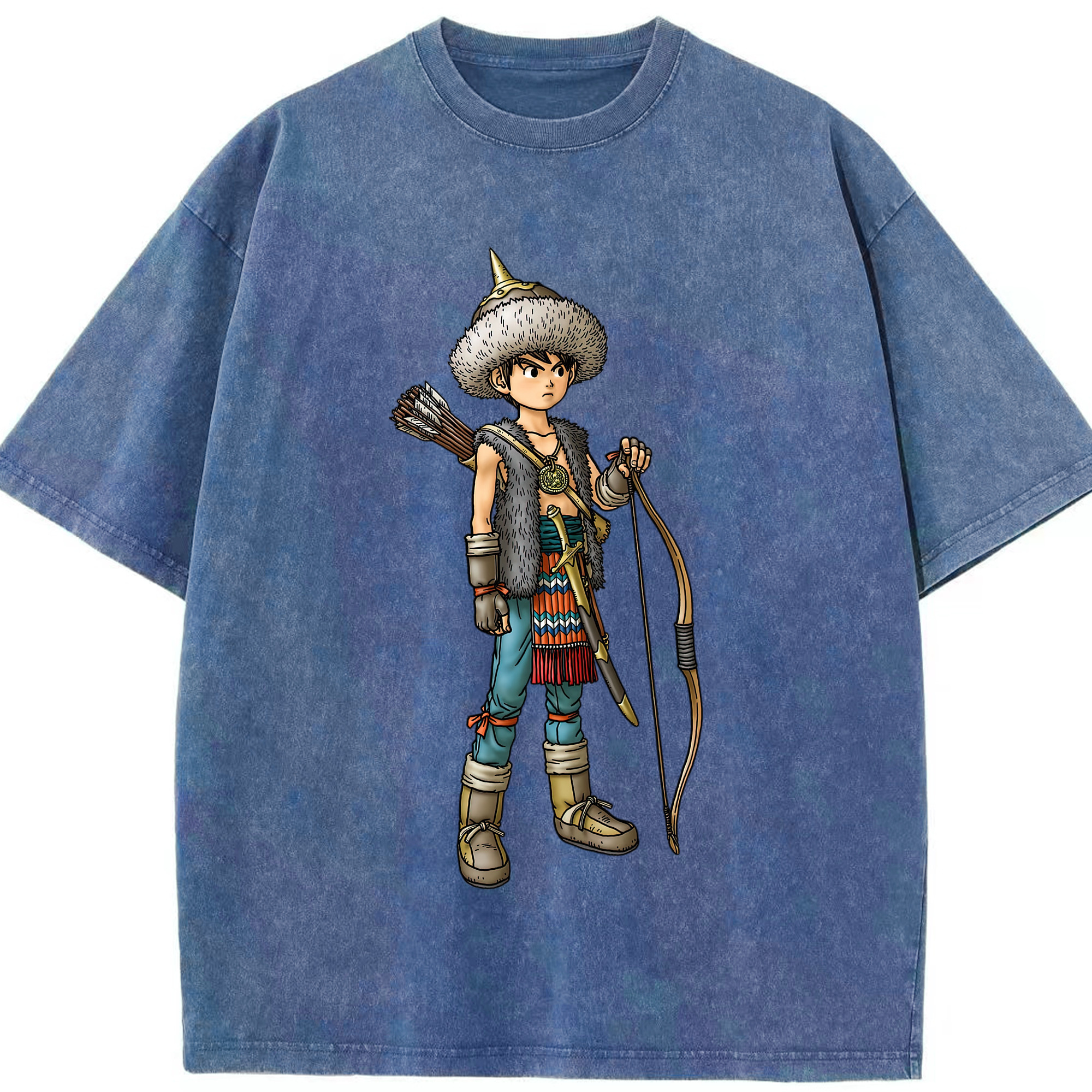 （画像用） ドラゴンクエスト Doragon Kuesuto Dragon Quest 綿100% ヴィンテージ風 半袖Tシャツ（フロントプリント）