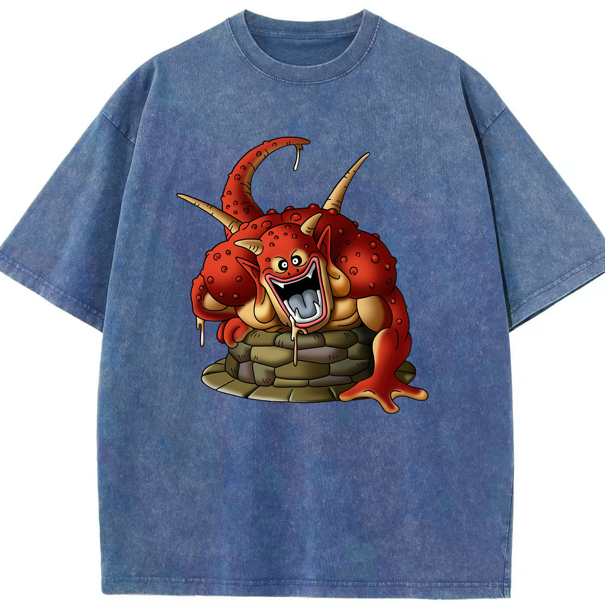 （画像用） ドラゴンクエスト Doragon Kuesuto Dragon Quest 綿100% ヴィンテージ風 半袖Tシャツ（フロントプリント）