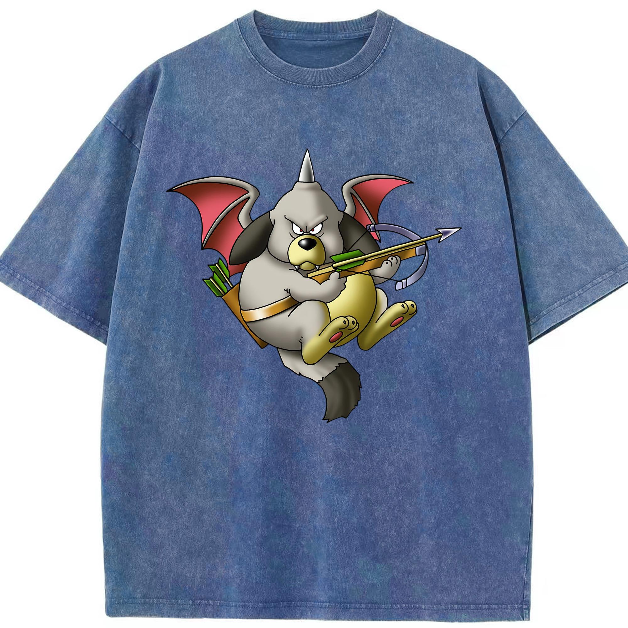 （画像用） ドラゴンクエスト Doragon Kuesuto Dragon Quest 綿100% ヴィンテージ風 半袖Tシャツ（フロントプリント）