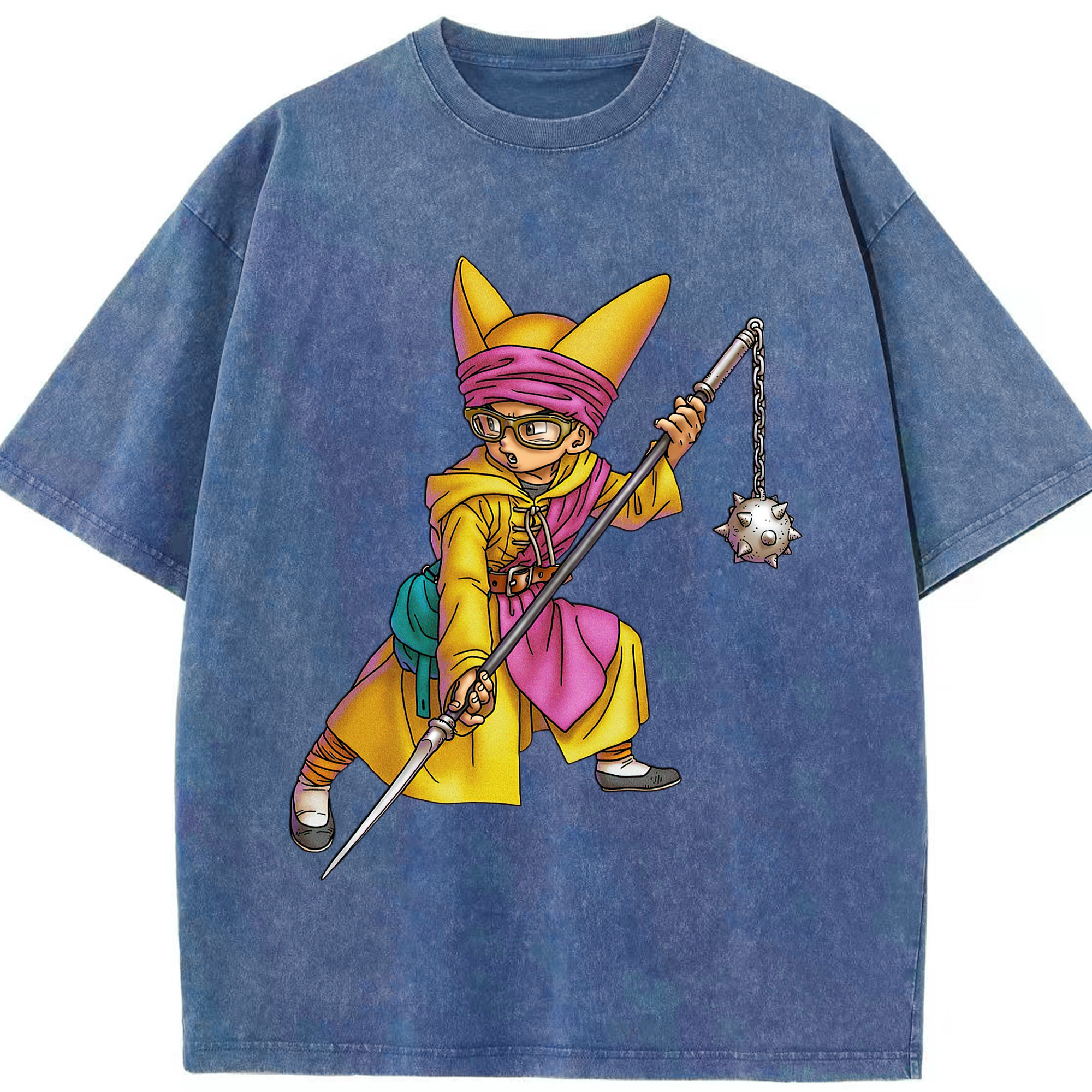 （画像用） ドラゴンクエスト Doragon Kuesuto Dragon Quest 綿100% ヴィンテージ風 半袖Tシャツ（フロントプリント）
