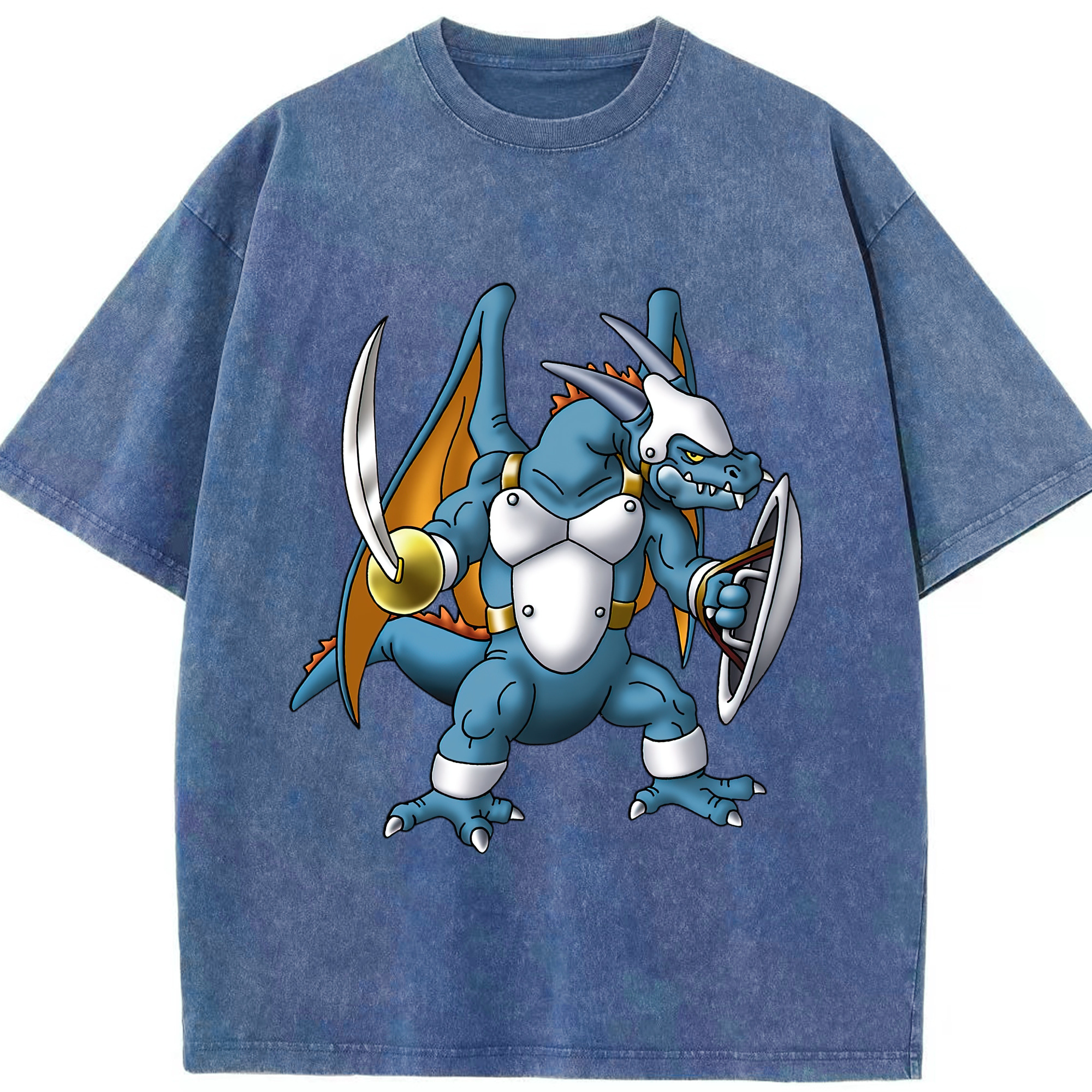 （画像用） ドラゴンクエスト Doragon Kuesuto Dragon Quest 綿100% ヴィンテージ風 半袖Tシャツ（フロントプリント）