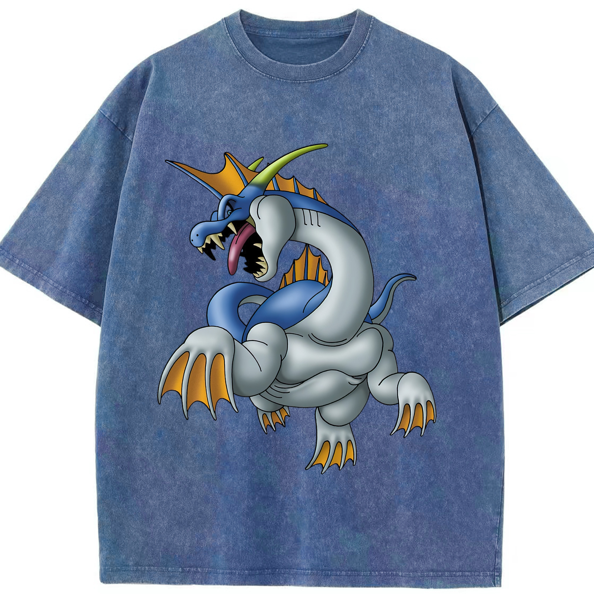 （画像用） ドラゴンクエスト Doragon Kuesuto Dragon Quest 綿100% ヴィンテージ風 半袖Tシャツ（フロントプリント）