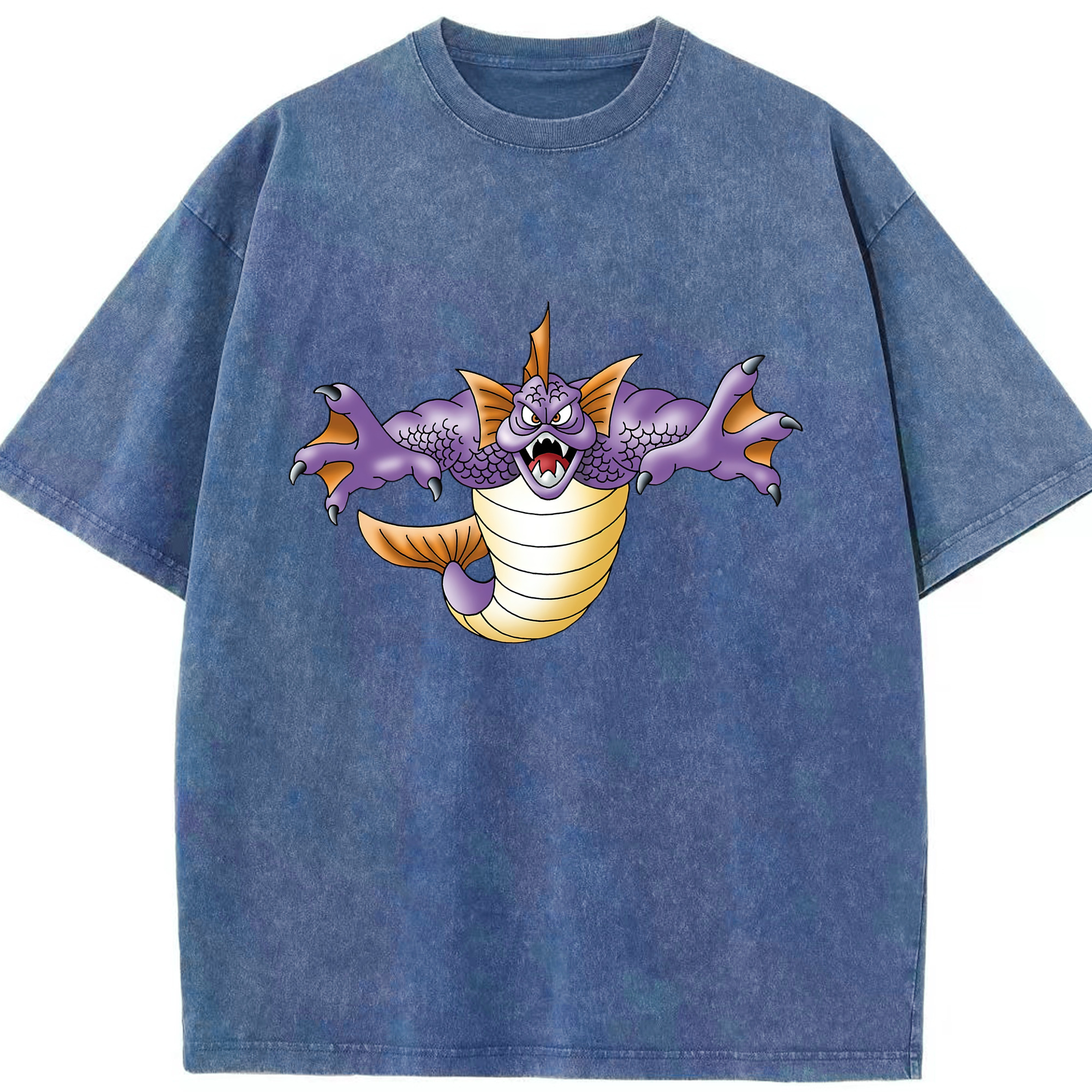 （画像用） ドラゴンクエスト Doragon Kuesuto Dragon Quest 綿100% ヴィンテージ風 半袖Tシャツ（フロントプリント）