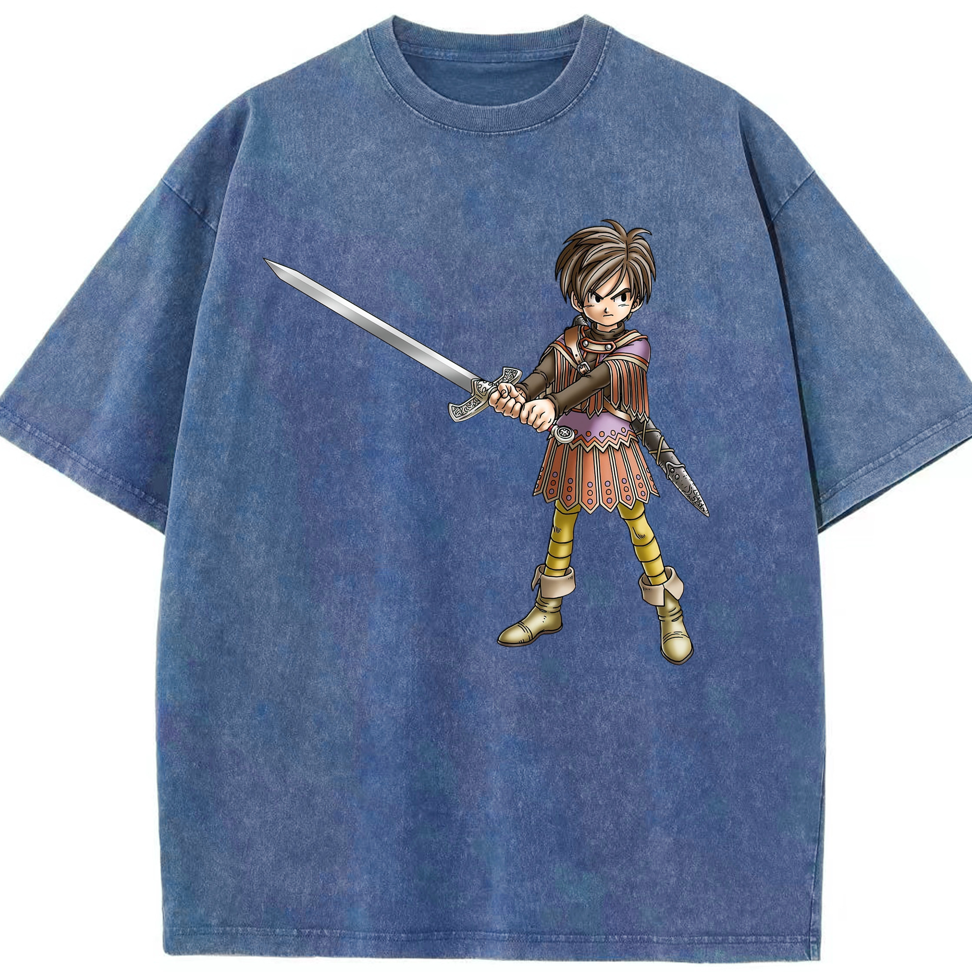 （画像用） ドラゴンクエスト Doragon Kuesuto Dragon Quest 綿100% ヴィンテージ風 半袖Tシャツ（フロントプリント）