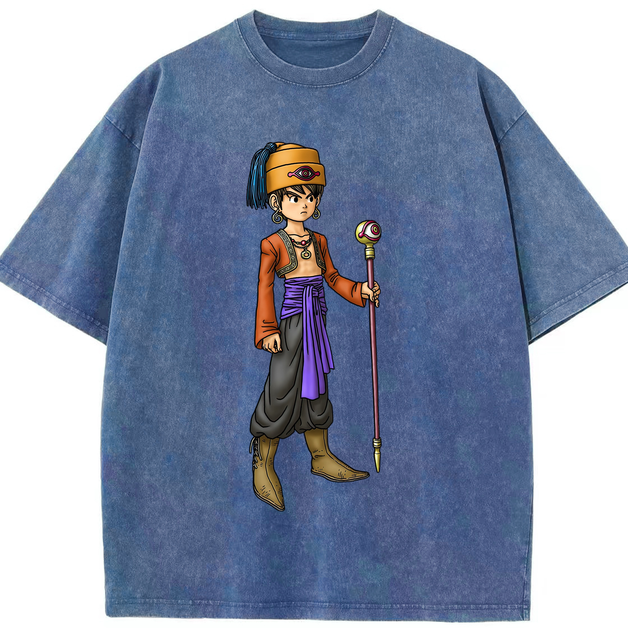 （画像用） ドラゴンクエスト Doragon Kuesuto Dragon Quest 綿100% ヴィンテージ風 半袖Tシャツ（フロントプリント）