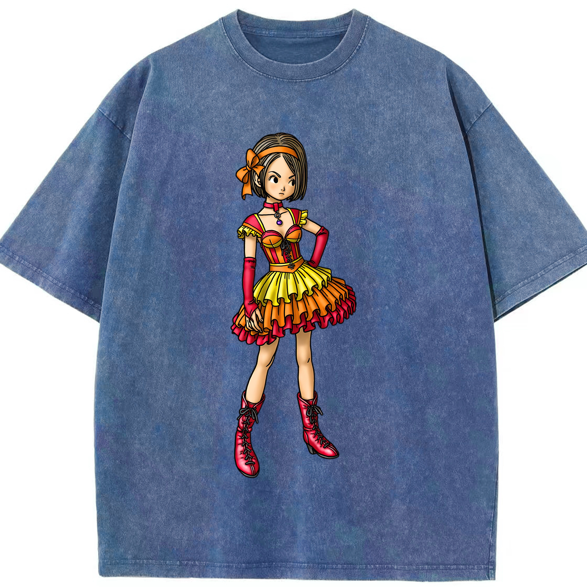 （画像用） ドラゴンクエスト Doragon Kuesuto Dragon Quest 綿100% ヴィンテージ風 半袖Tシャツ（フロントプリント）