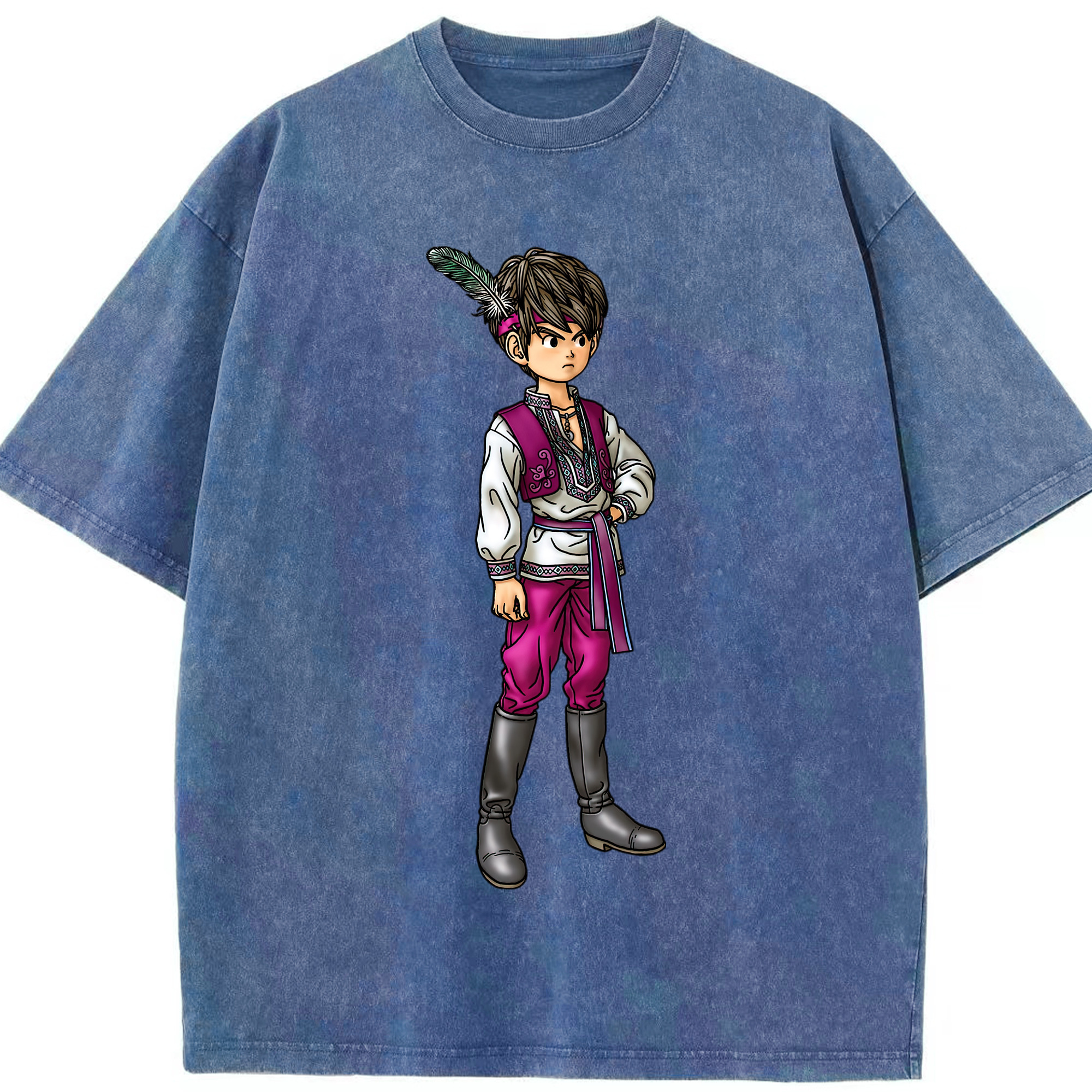 （画像用） ドラゴンクエスト Doragon Kuesuto Dragon Quest 綿100% ヴィンテージ風 半袖Tシャツ（フロントプリント）