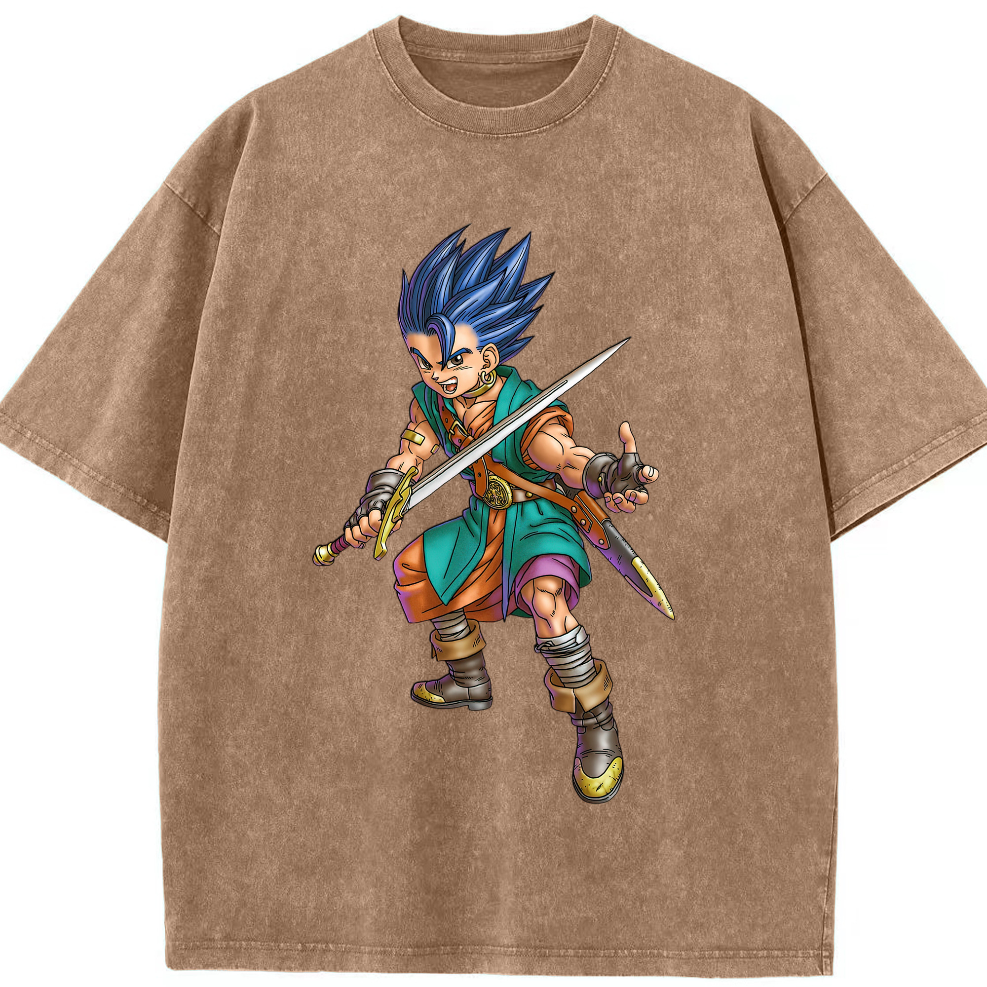 （画像用） ドラゴンクエスト Doragon Kuesuto Dragon Quest 綿100% ヴィンテージ風 半袖Tシャツ（フロントプリント）