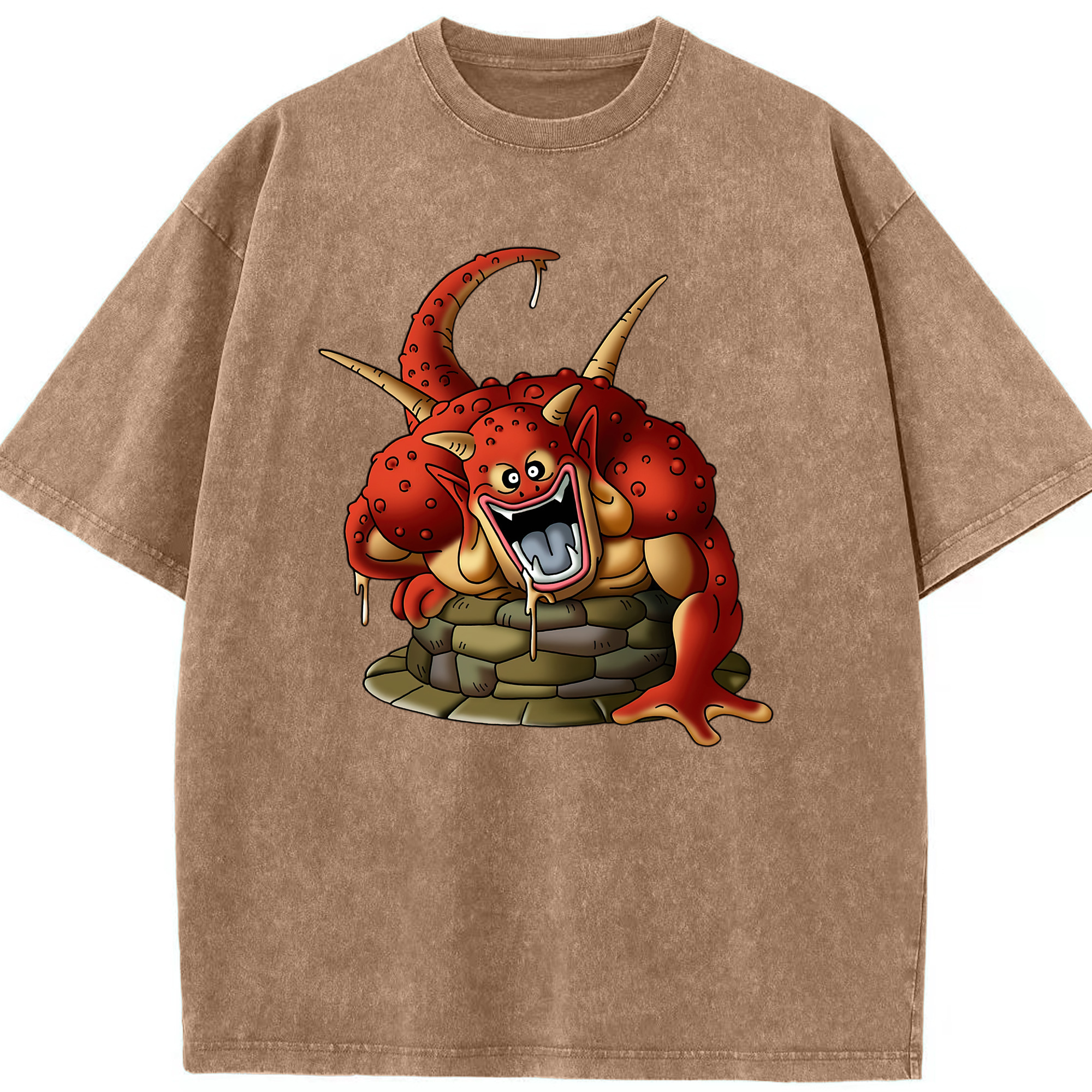 （画像用） ドラゴンクエスト Doragon Kuesuto Dragon Quest 綿100% ヴィンテージ風 半袖Tシャツ（フロントプリント）