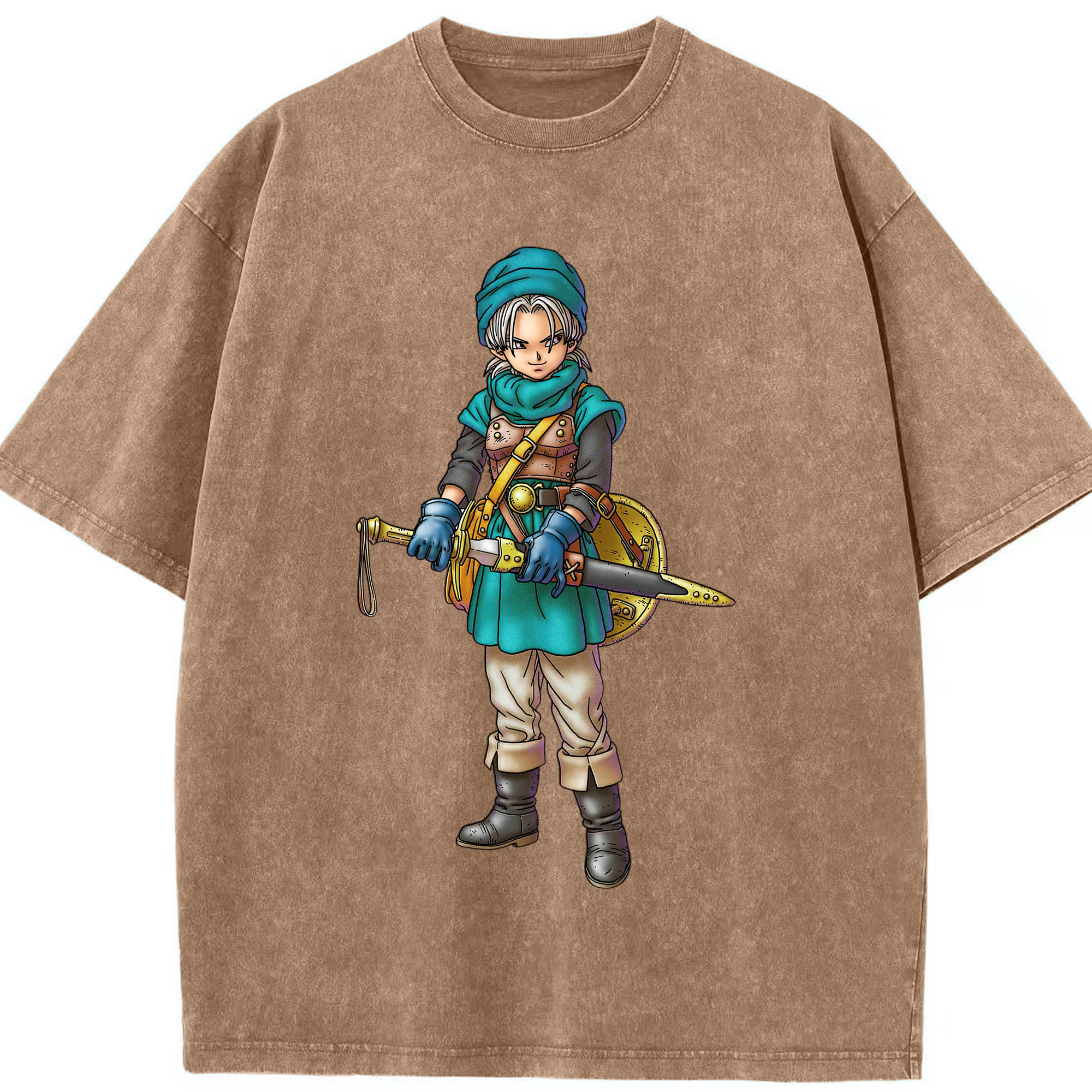 （画像用） ドラゴンクエスト Doragon Kuesuto Dragon Quest 綿100% ヴィンテージ風 半袖Tシャツ（フロントプリント）