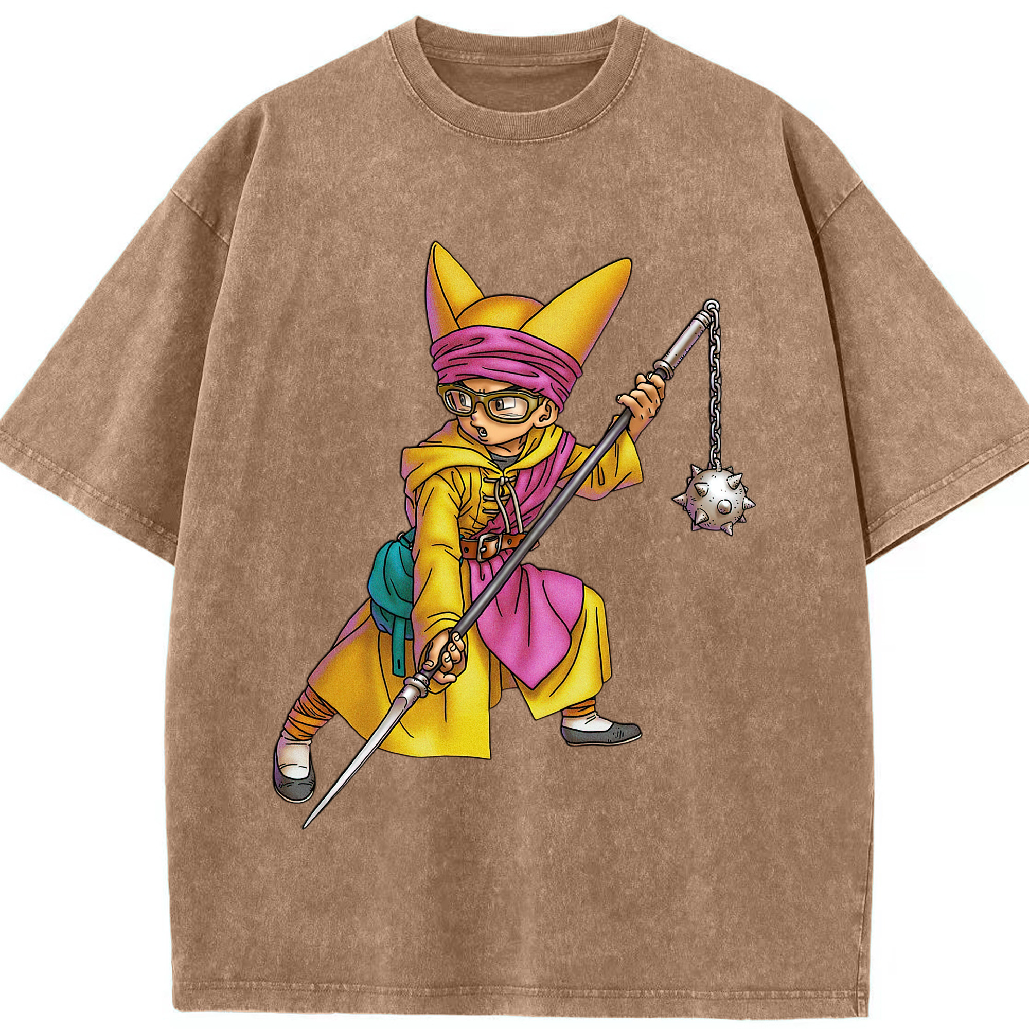 （画像用） ドラゴンクエスト Doragon Kuesuto Dragon Quest 綿100% ヴィンテージ風 半袖Tシャツ（フロントプリント）