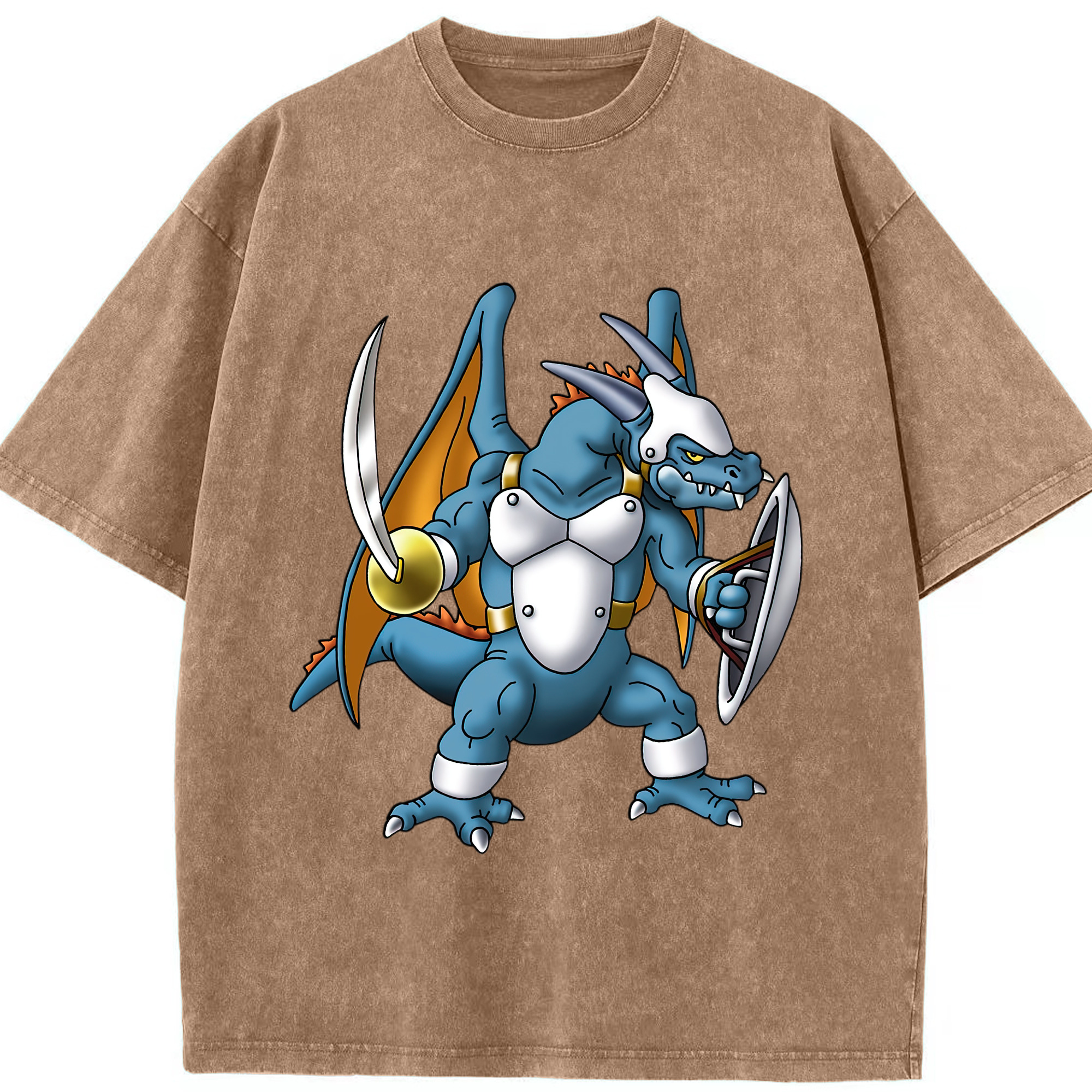 （画像用） ドラゴンクエスト Doragon Kuesuto Dragon Quest 綿100% ヴィンテージ風 半袖Tシャツ（フロントプリント）