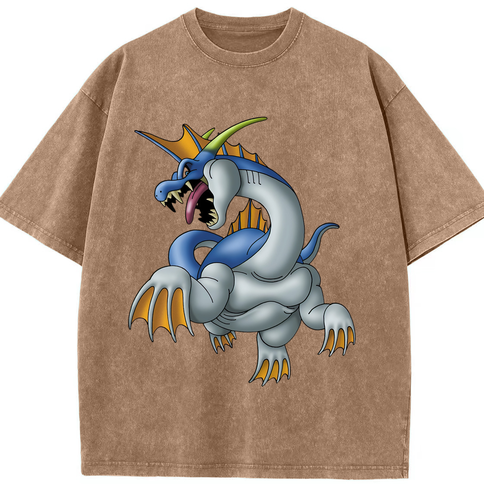 （画像用） ドラゴンクエスト Doragon Kuesuto Dragon Quest 綿100% ヴィンテージ風 半袖Tシャツ（フロントプリント）