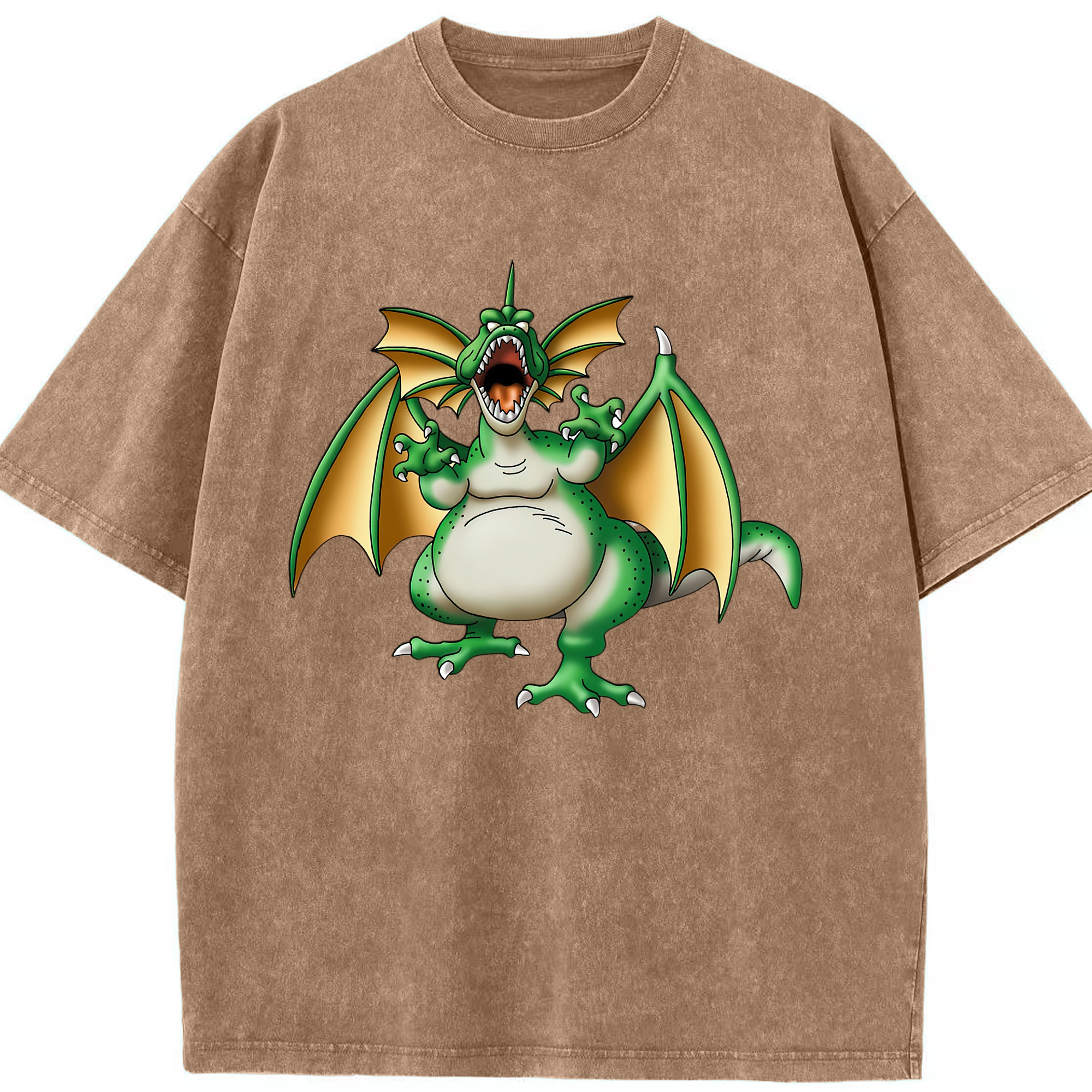 （画像用） ドラゴンクエスト Doragon Kuesuto Dragon Quest 綿100% ヴィンテージ風 半袖Tシャツ（フロントプリント）
