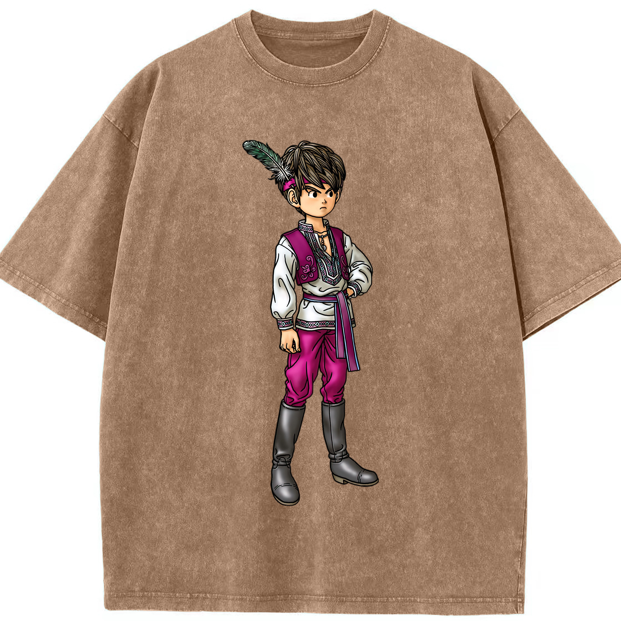 （画像用） ドラゴンクエスト Doragon Kuesuto Dragon Quest 綿100% ヴィンテージ風 半袖Tシャツ（フロントプリント）