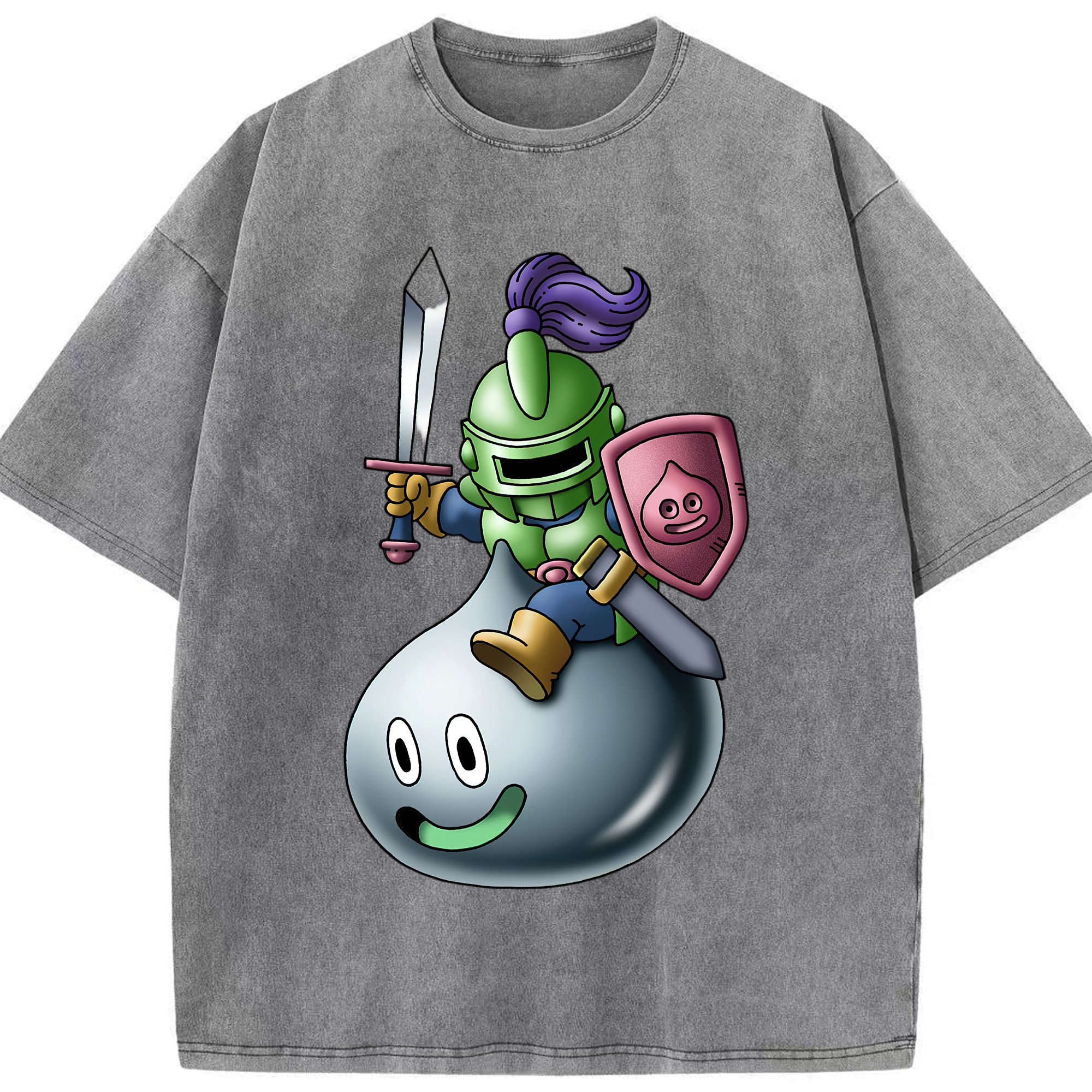 （画像用） ドラゴンクエスト Doragon Kuesuto Dragon Quest 綿100% ヴィンテージ風 半袖Tシャツ（フロントプリント）