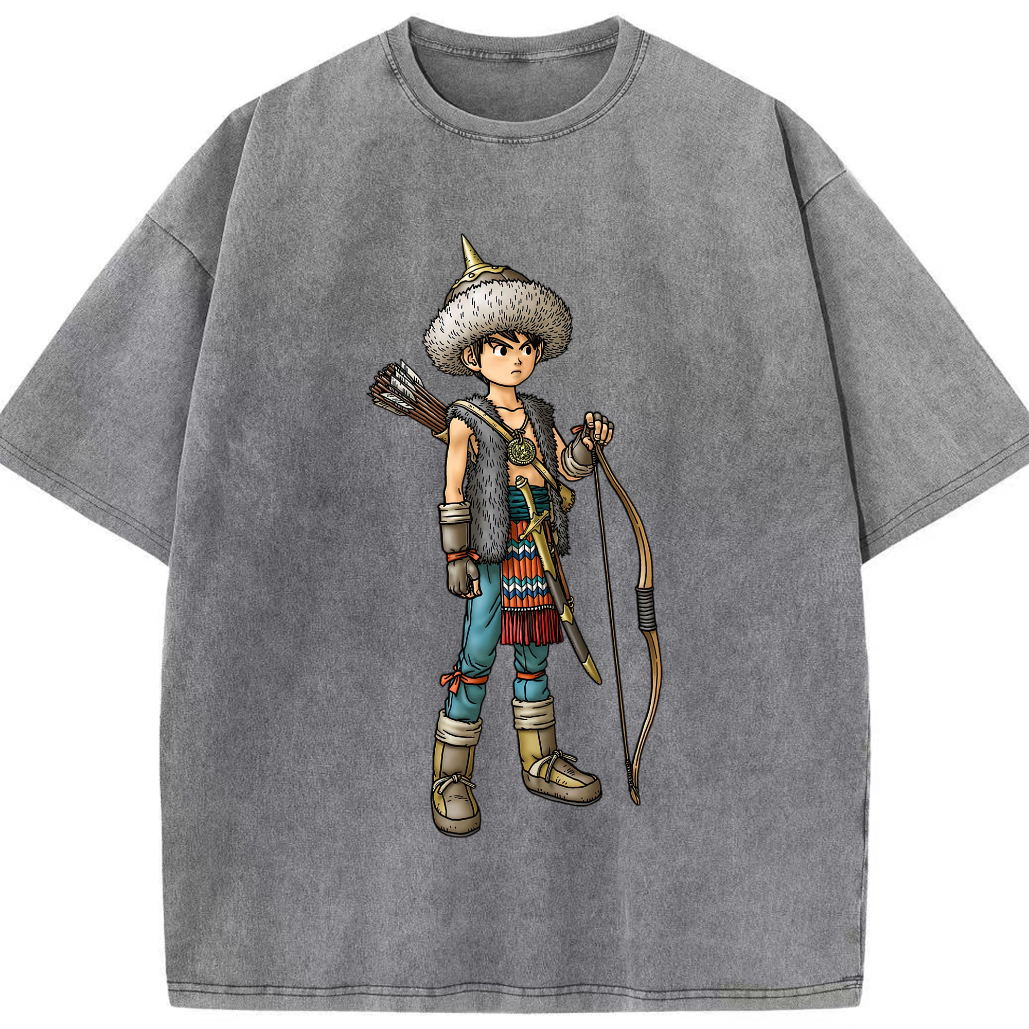 （画像用） ドラゴンクエスト Doragon Kuesuto Dragon Quest 綿100% ヴィンテージ風 半袖Tシャツ（フロントプリント）