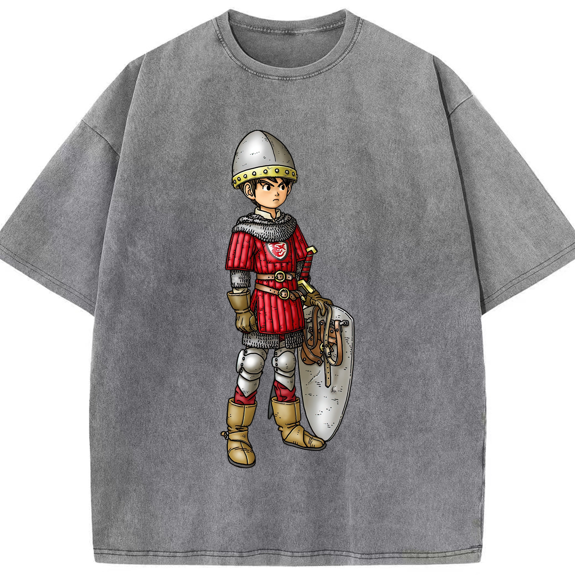 （画像用） ドラゴンクエスト Doragon Kuesuto Dragon Quest 綿100% ヴィンテージ風 半袖Tシャツ（フロントプリント）