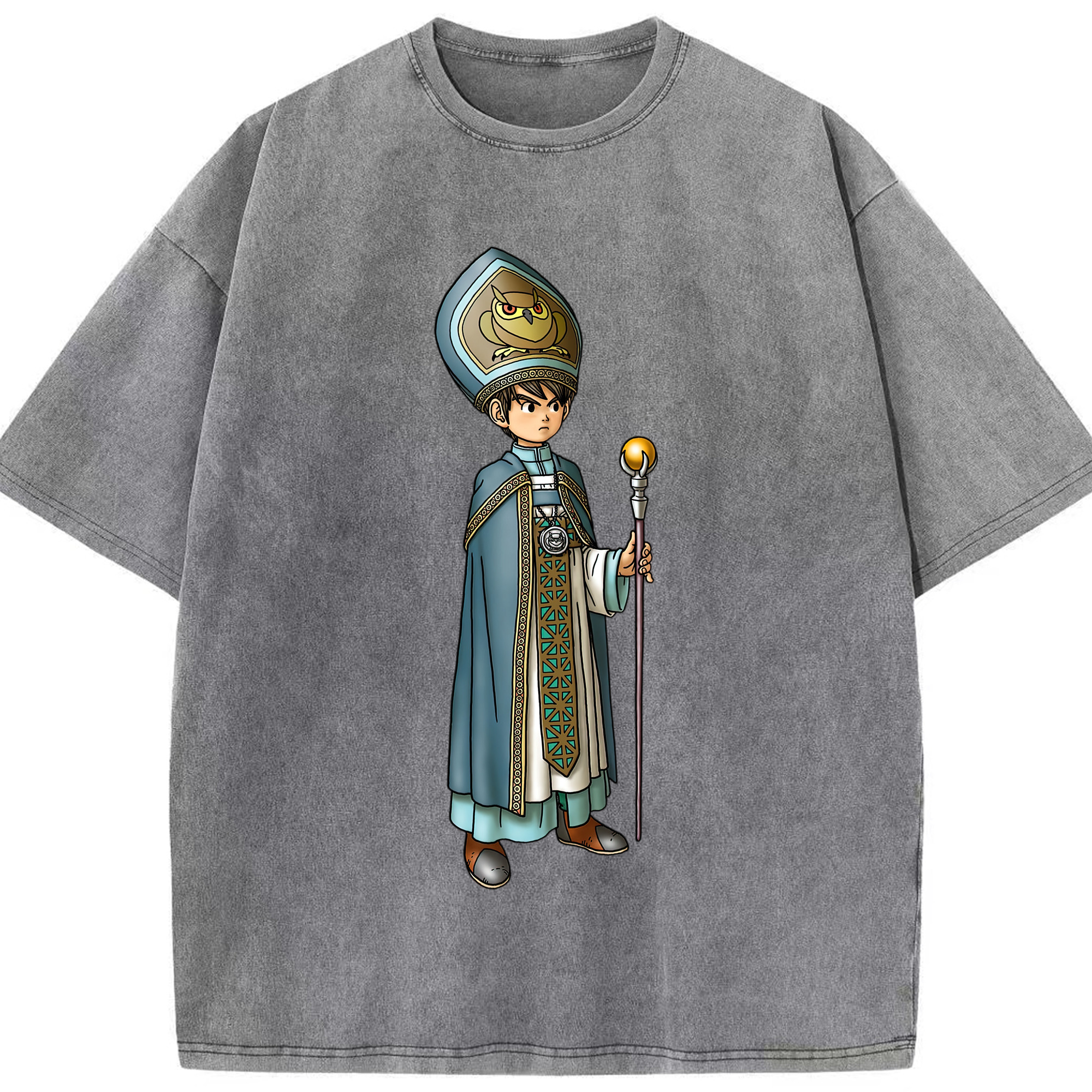 （画像用） ドラゴンクエスト Doragon Kuesuto Dragon Quest 綿100% ヴィンテージ風 半袖Tシャツ（フロントプリント）