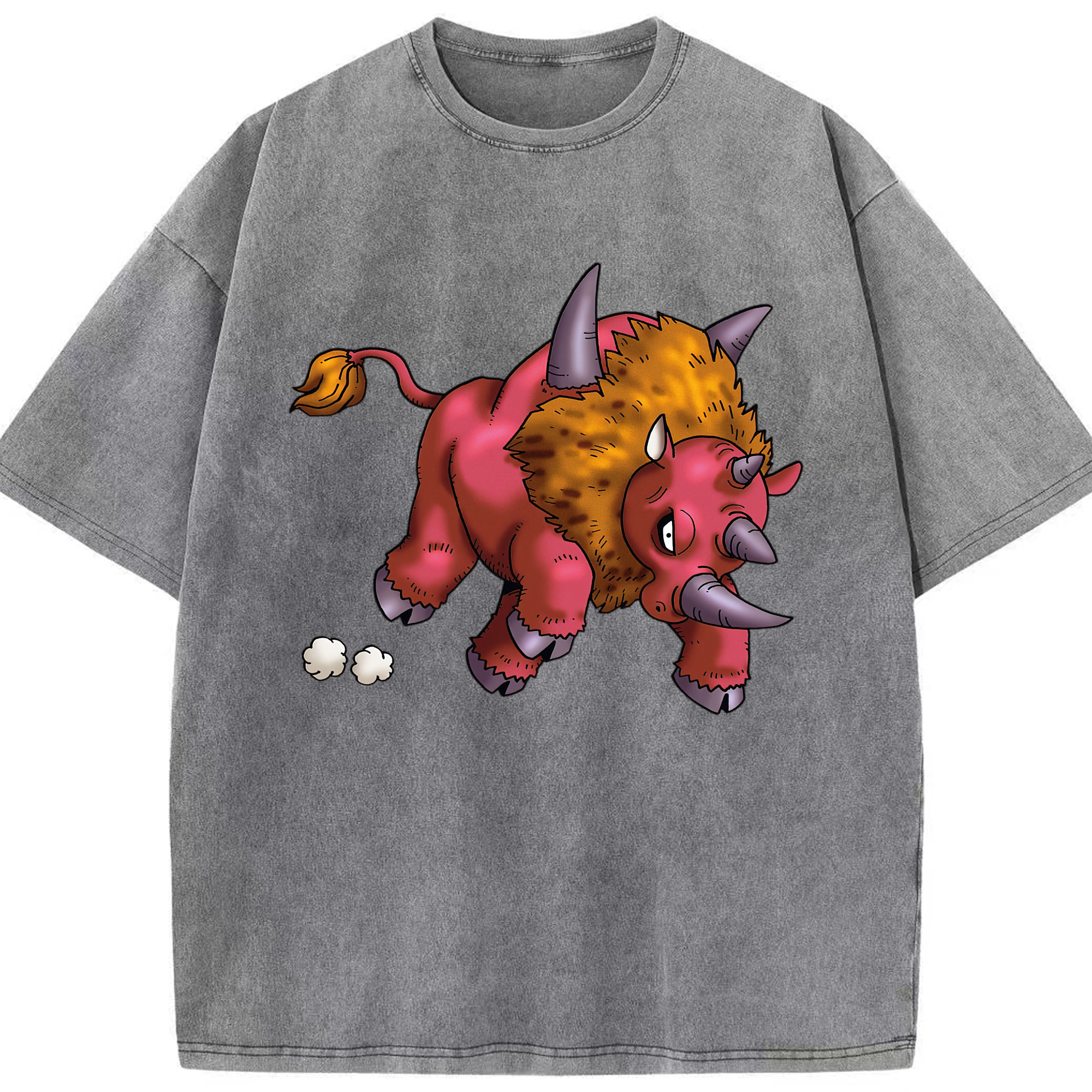 （画像用） ドラゴンクエスト Doragon Kuesuto Dragon Quest 綿100% ヴィンテージ風 半袖Tシャツ（フロントプリント）