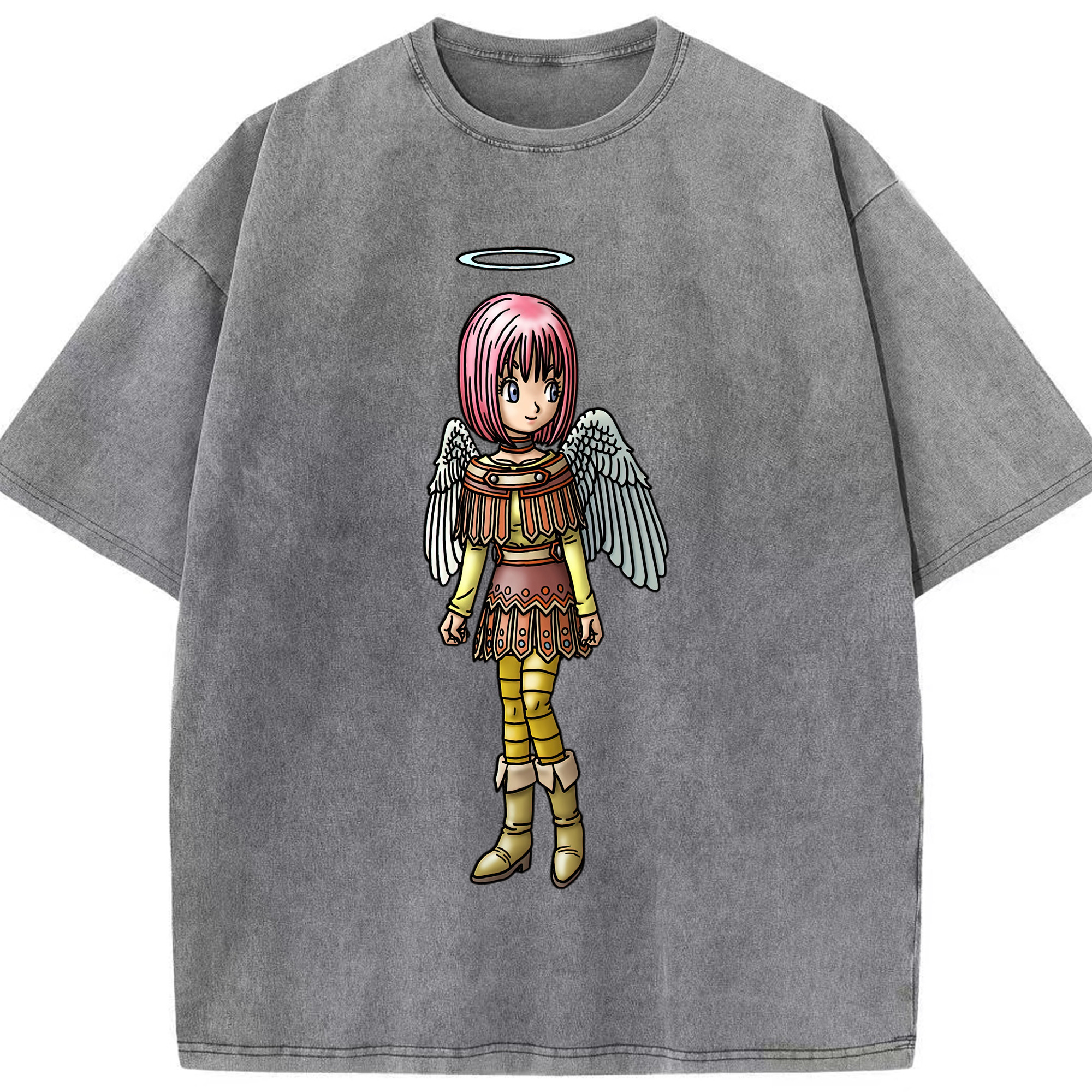（画像用） ドラゴンクエスト Doragon Kuesuto Dragon Quest 綿100% ヴィンテージ風 半袖Tシャツ（フロントプリント）