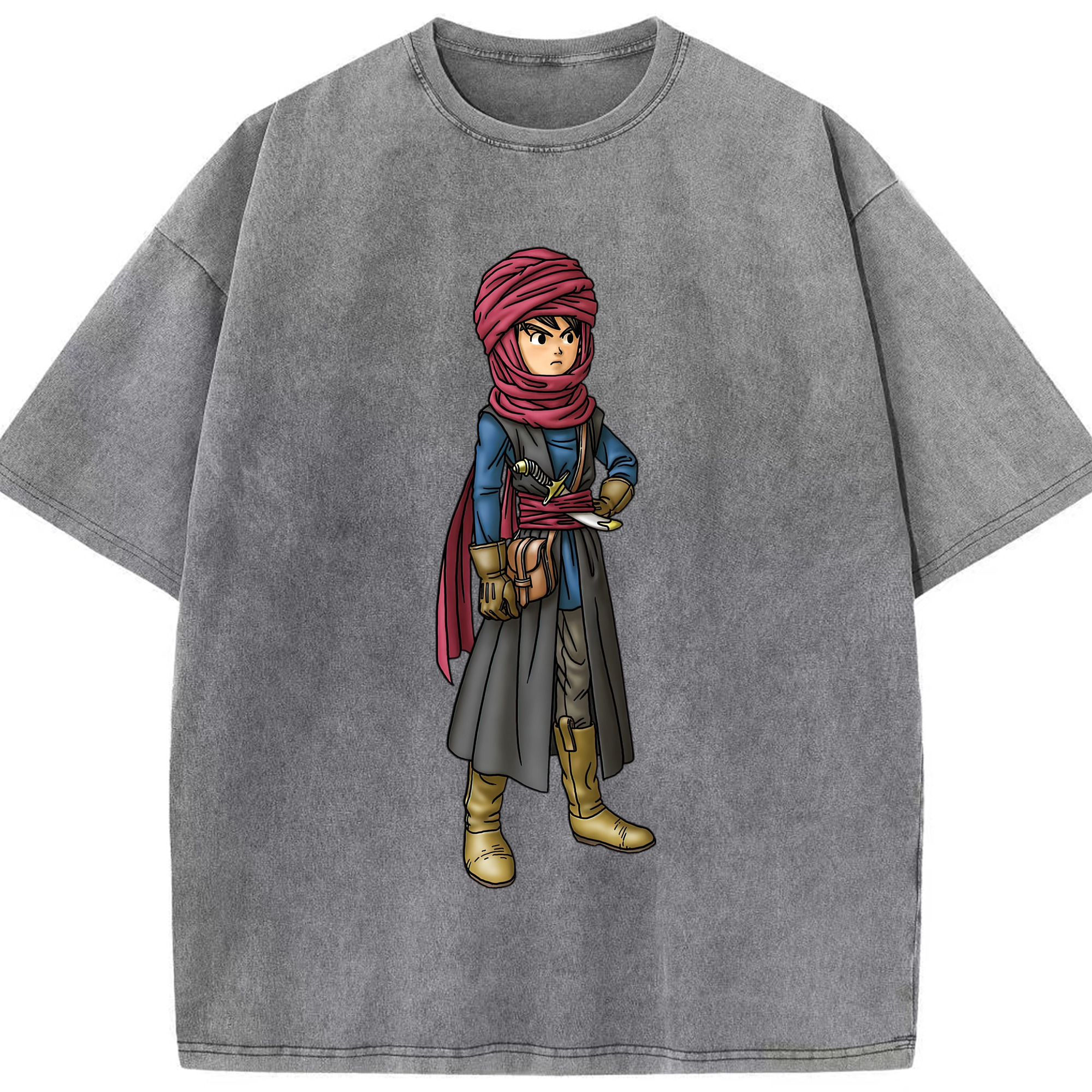 （画像用） ドラゴンクエスト Doragon Kuesuto Dragon Quest 綿100% ヴィンテージ風 半袖Tシャツ（フロントプリント）