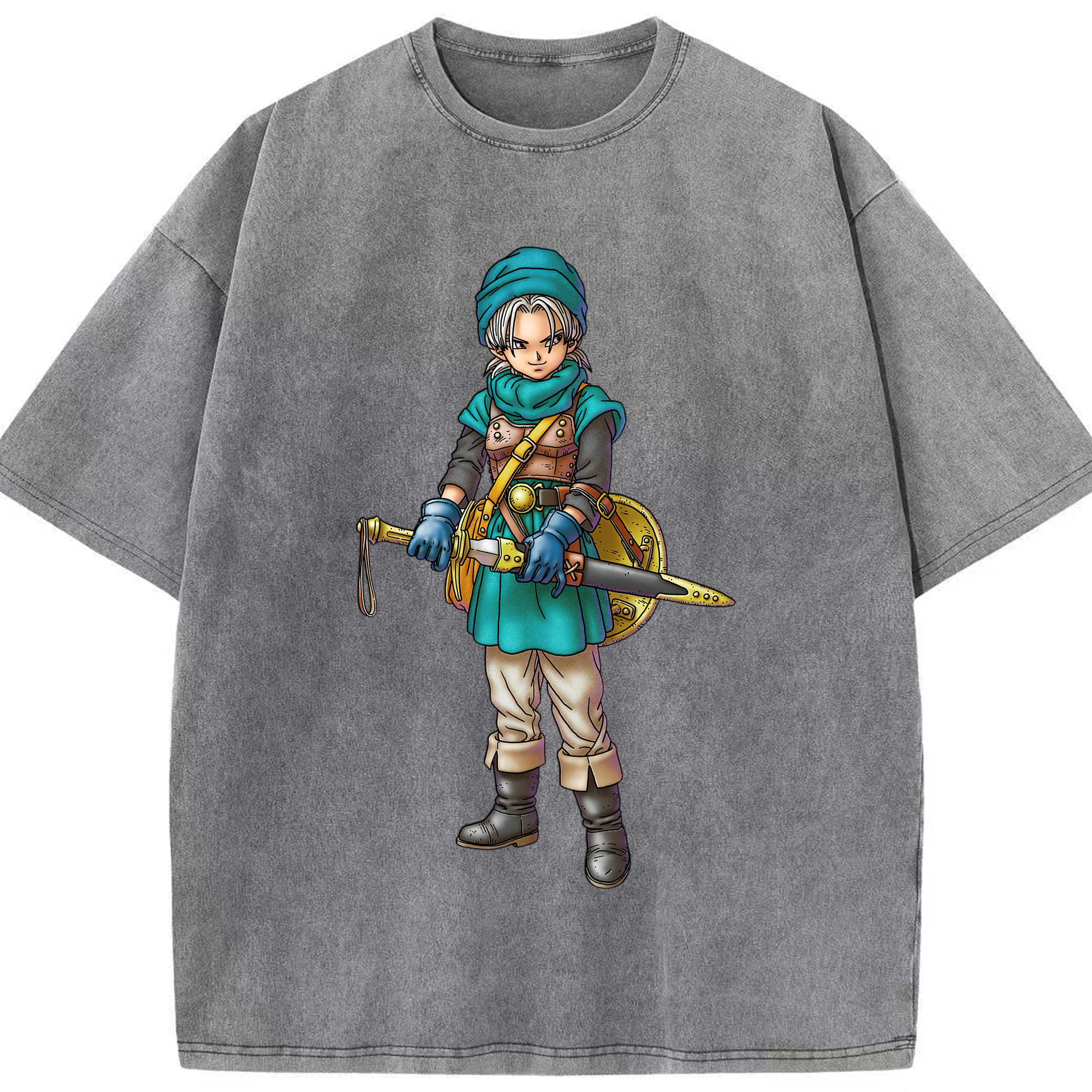 （画像用） ドラゴンクエスト Doragon Kuesuto Dragon Quest 綿100% ヴィンテージ風 半袖Tシャツ（フロントプリント）