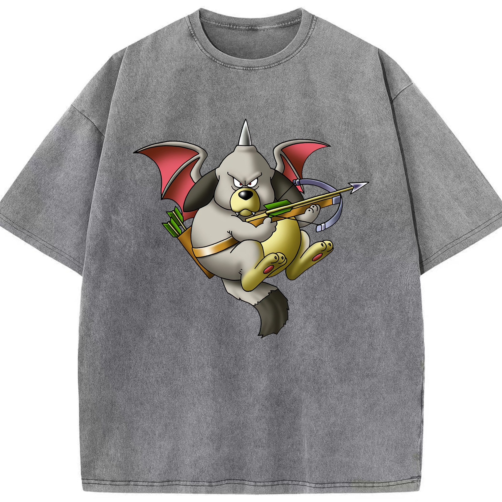 （画像用） ドラゴンクエスト Doragon Kuesuto Dragon Quest 綿100% ヴィンテージ風 半袖Tシャツ（フロントプリント）
