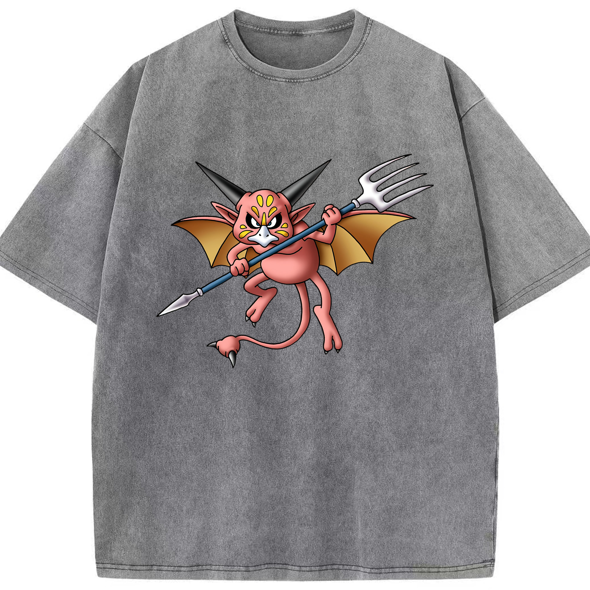 （画像用） ドラゴンクエスト Doragon Kuesuto Dragon Quest 綿100% ヴィンテージ風 半袖Tシャツ（フロントプリント）