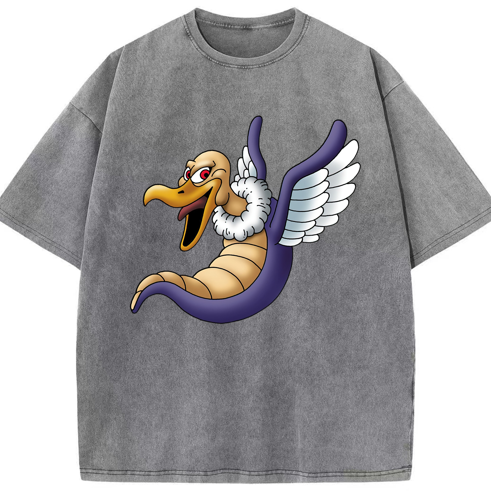 （画像用） ドラゴンクエスト Doragon Kuesuto Dragon Quest 綿100% ヴィンテージ風 半袖Tシャツ（フロントプリント）