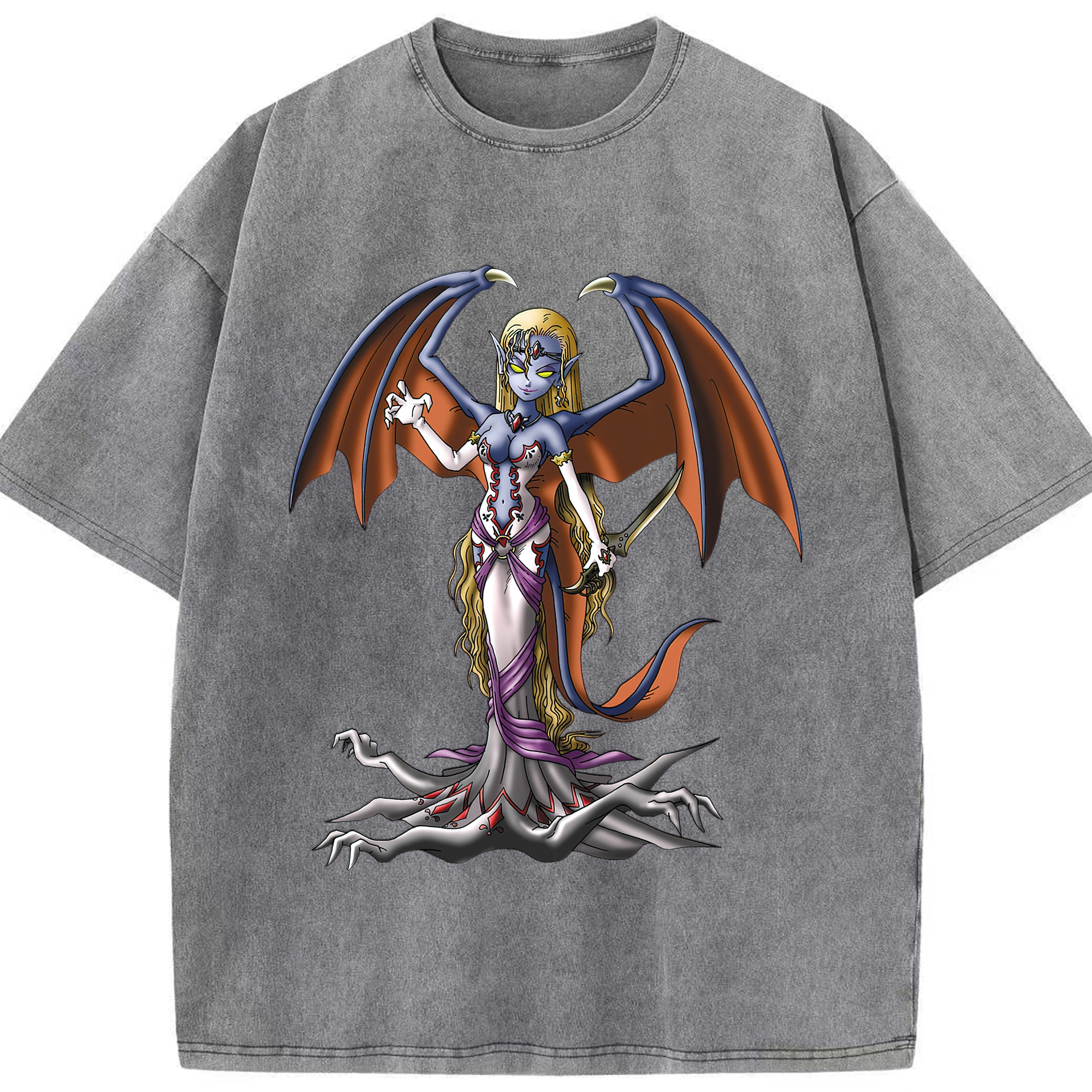（画像用） ドラゴンクエスト Doragon Kuesuto Dragon Quest 綿100% ヴィンテージ風 半袖Tシャツ（フロントプリント）