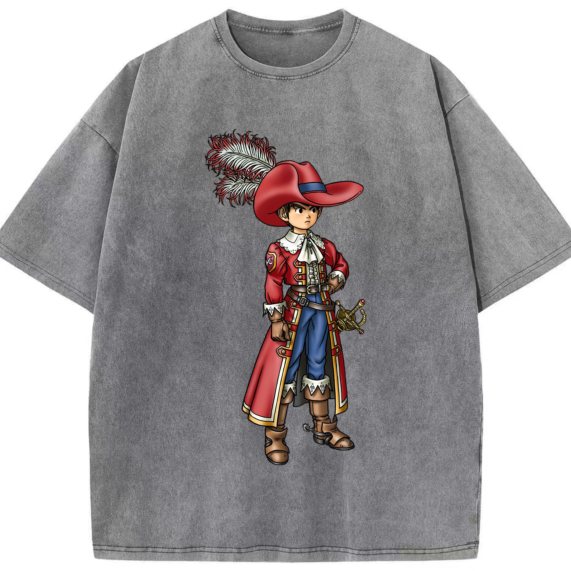 （画像用） ドラゴンクエスト Doragon Kuesuto Dragon Quest 綿100% ヴィンテージ風 半袖Tシャツ（フロントプリント）