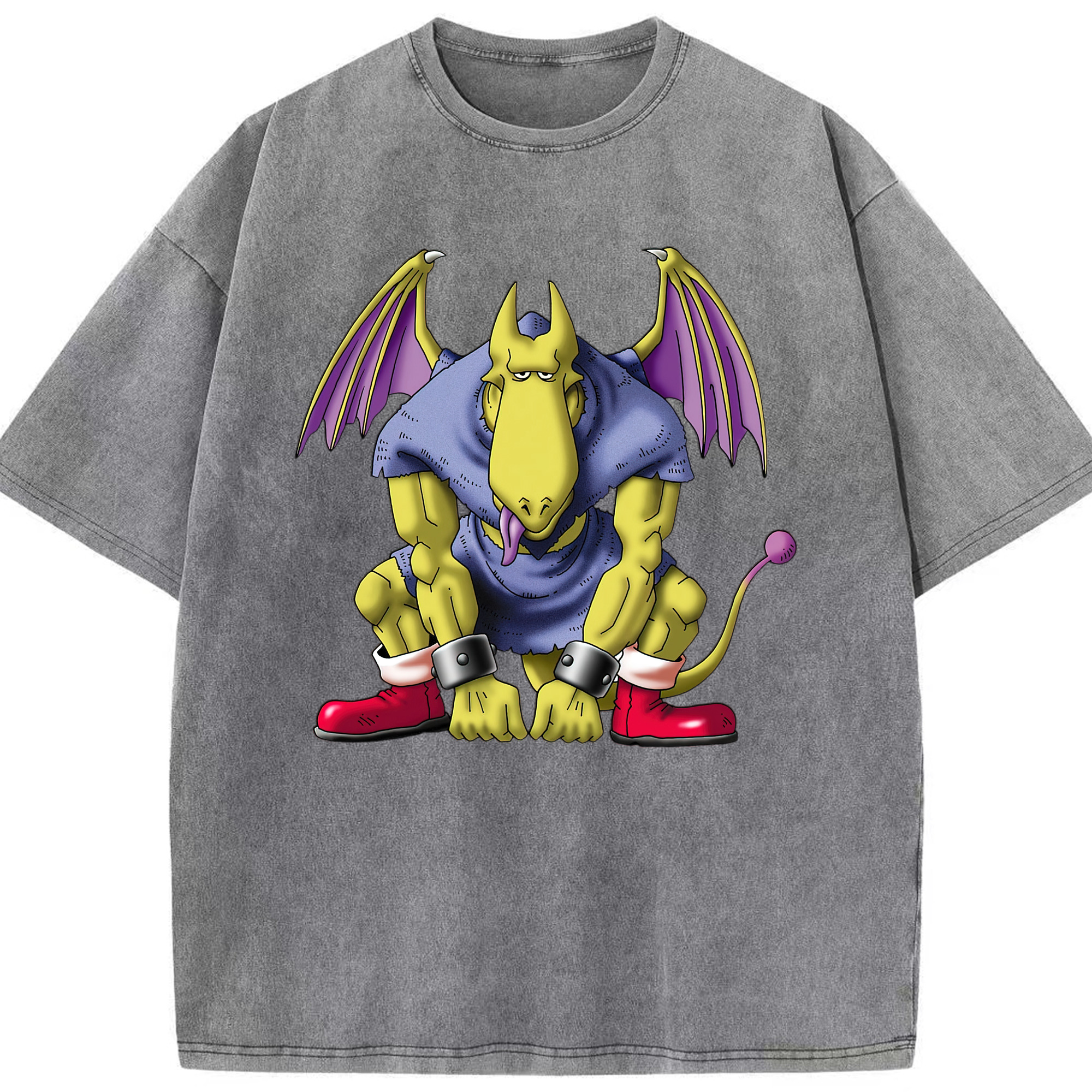 （画像用） ドラゴンクエスト Doragon Kuesuto Dragon Quest 綿100% ヴィンテージ風 半袖Tシャツ（フロントプリント）