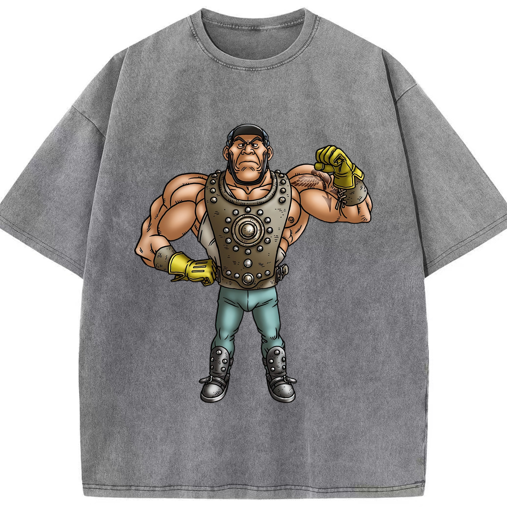 （画像用） ドラゴンクエスト Doragon Kuesuto Dragon Quest 綿100% ヴィンテージ風 半袖Tシャツ（フロントプリント）