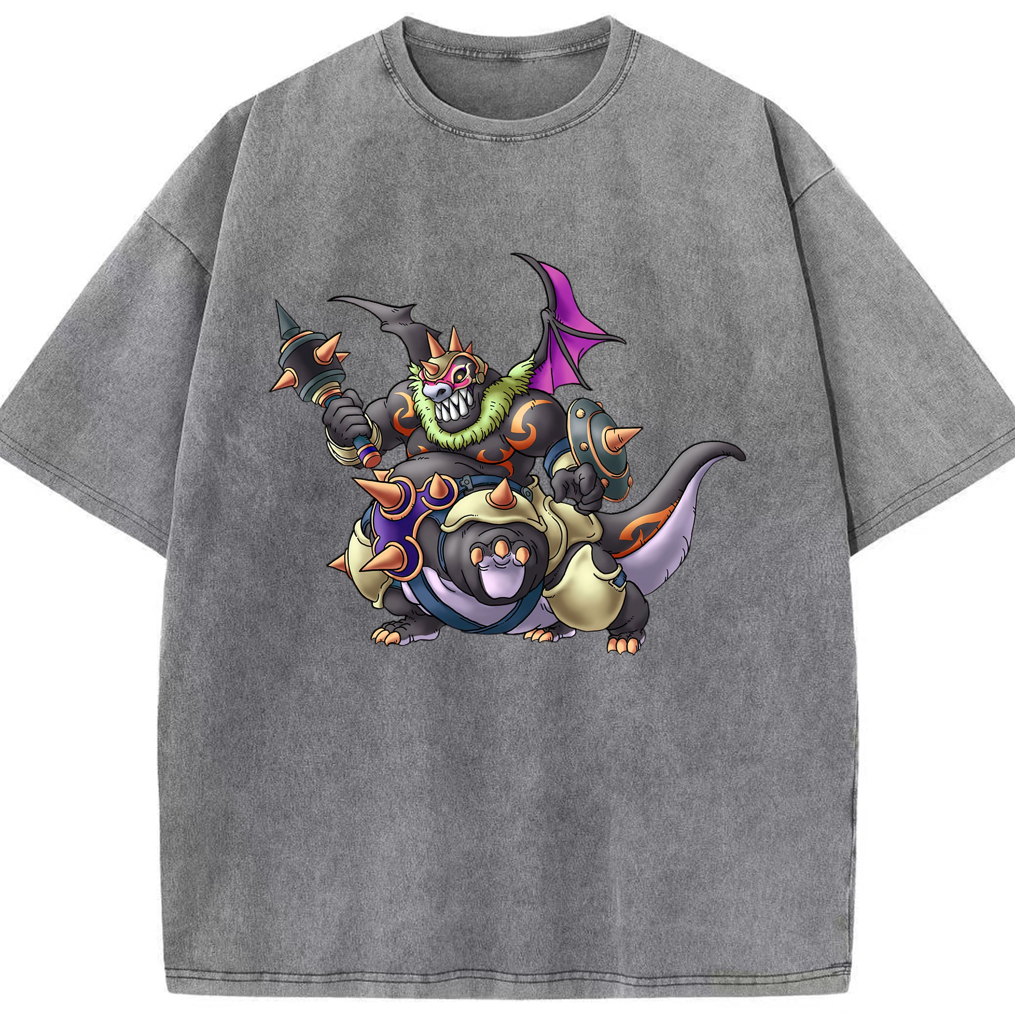（画像用） ドラゴンクエスト Doragon Kuesuto Dragon Quest 綿100% ヴィンテージ風 半袖Tシャツ（フロントプリント）
