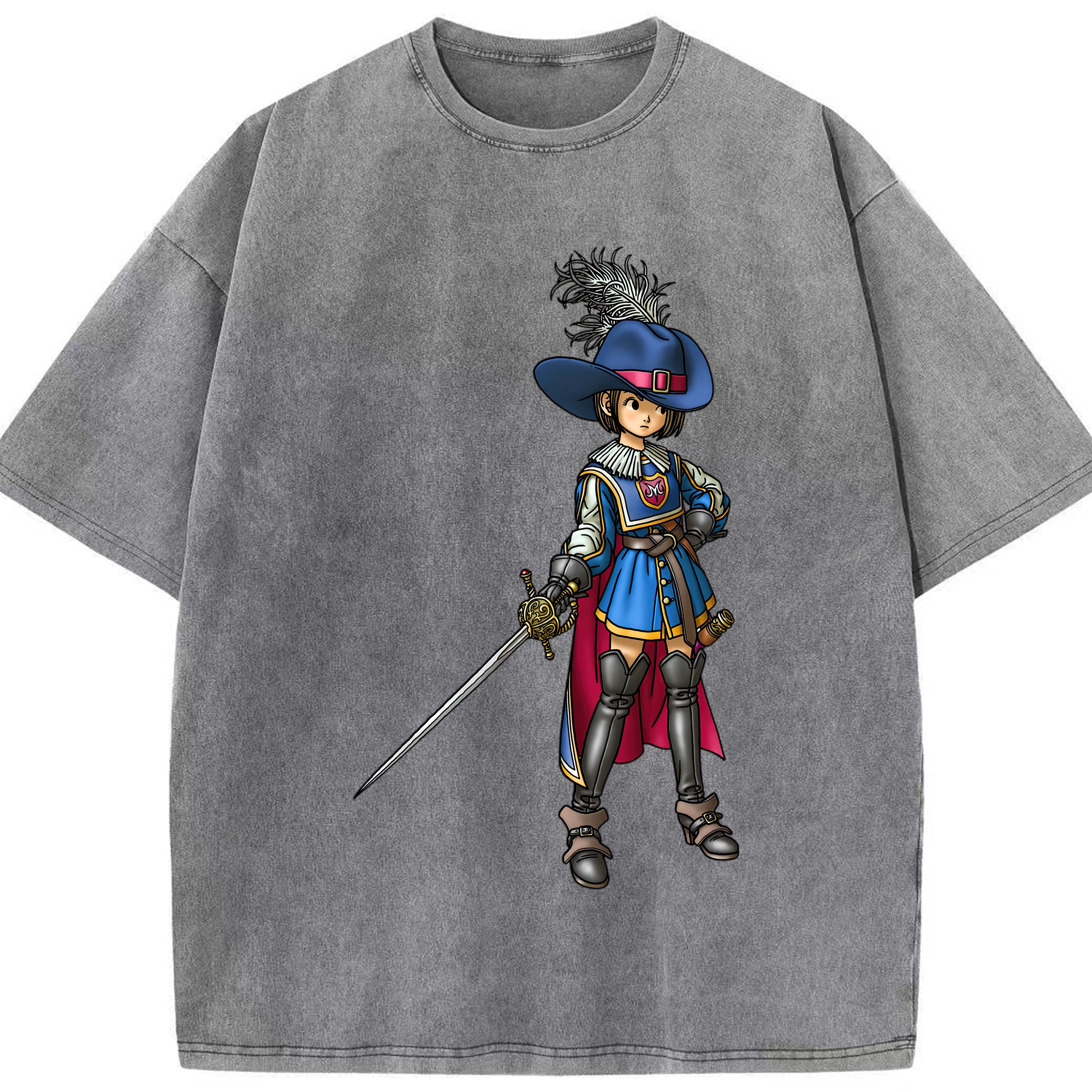 （画像用） ドラゴンクエスト Doragon Kuesuto Dragon Quest 綿100% ヴィンテージ風 半袖Tシャツ（フロントプリント）