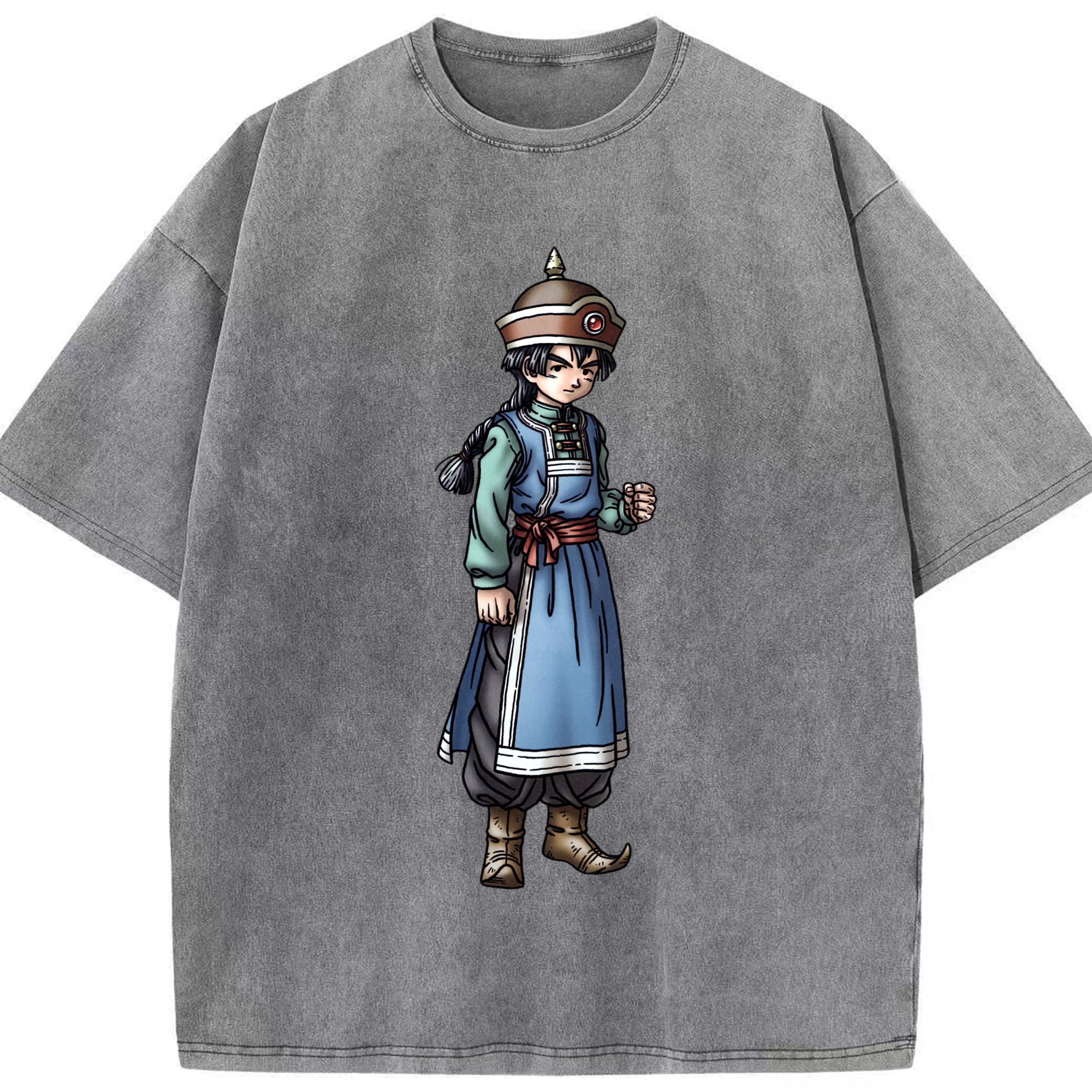 （画像用） ドラゴンクエスト Doragon Kuesuto Dragon Quest 綿100% ヴィンテージ風 半袖Tシャツ（フロントプリント）