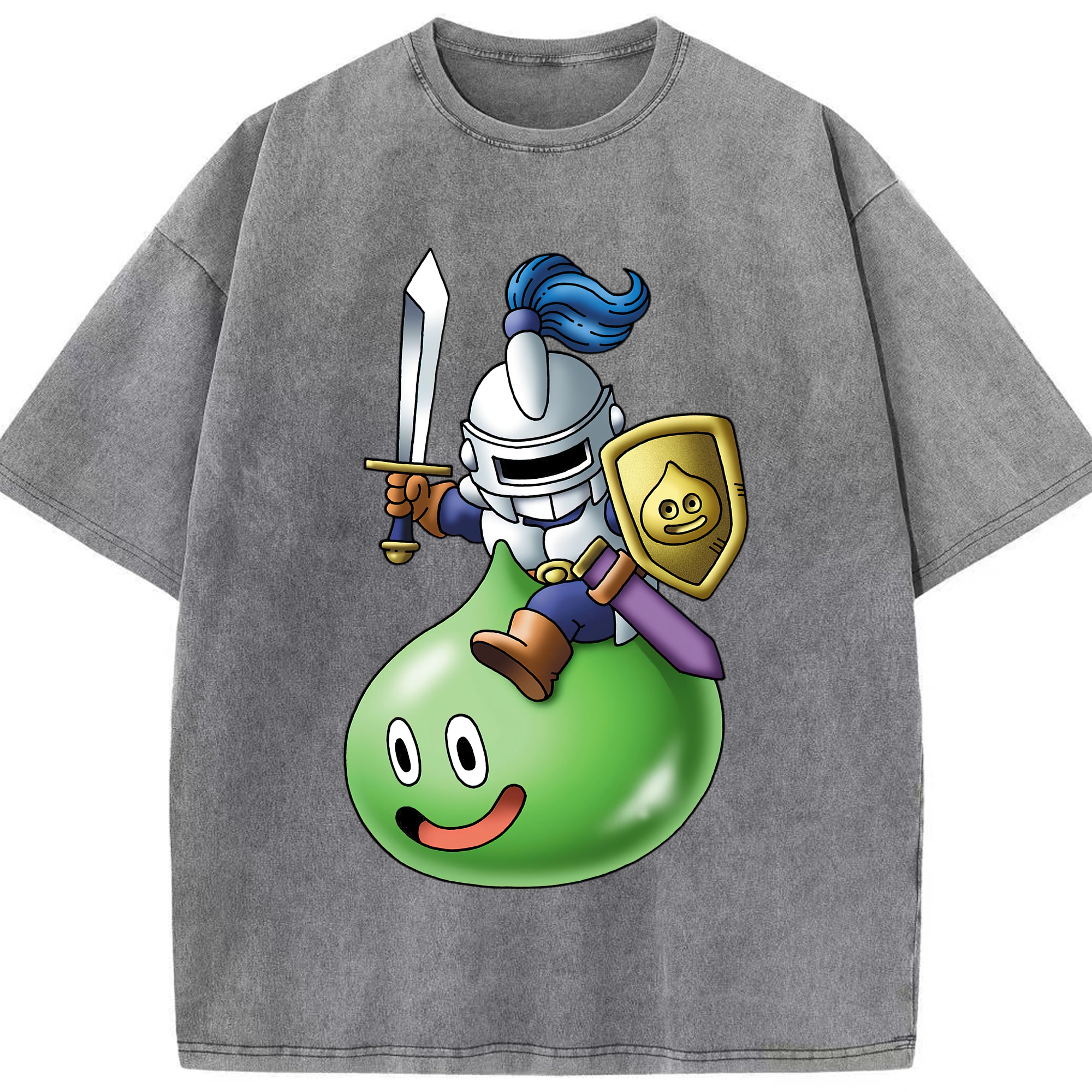 （画像用） ドラゴンクエスト Doragon Kuesuto Dragon Quest 綿100% ヴィンテージ風 半袖Tシャツ（フロントプリント）