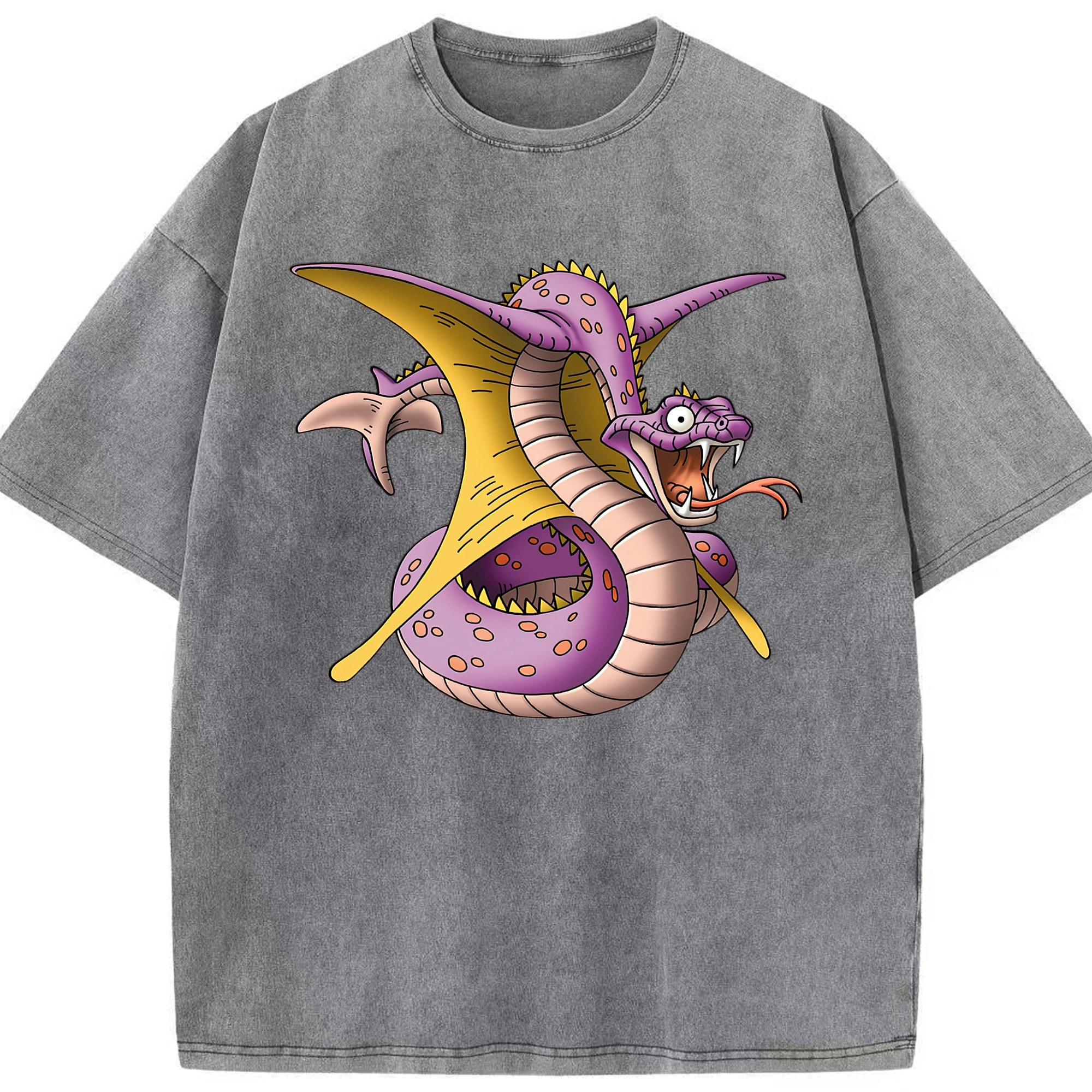 （画像用） ドラゴンクエスト Doragon Kuesuto Dragon Quest 綿100% ヴィンテージ風 半袖Tシャツ（フロントプリント）