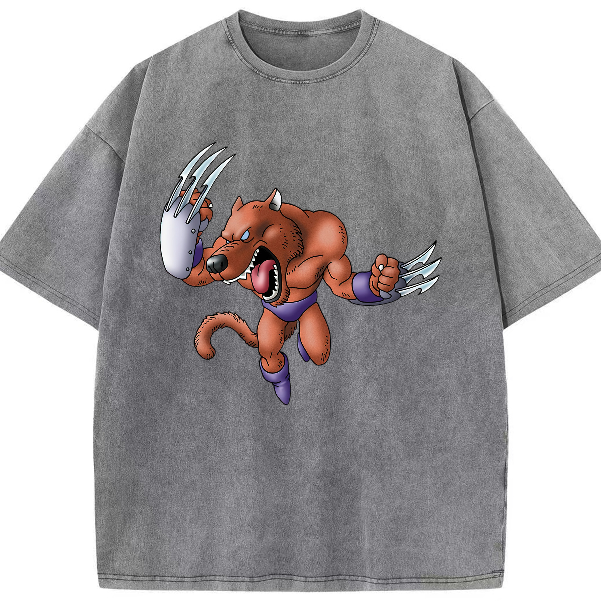 （画像用） ドラゴンクエスト Doragon Kuesuto Dragon Quest 綿100% ヴィンテージ風 半袖Tシャツ（フロントプリント）