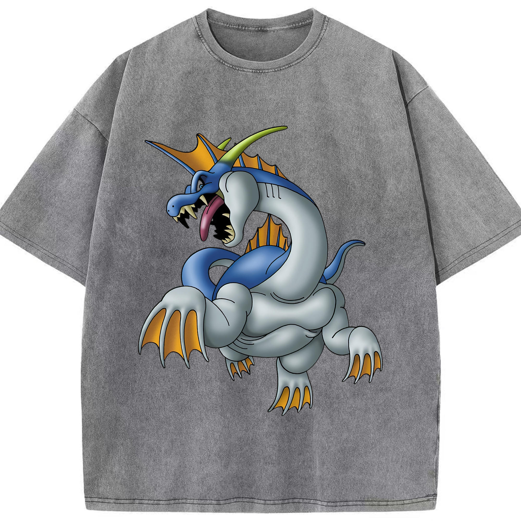 （画像用） ドラゴンクエスト Doragon Kuesuto Dragon Quest 綿100% ヴィンテージ風 半袖Tシャツ（フロントプリント）
